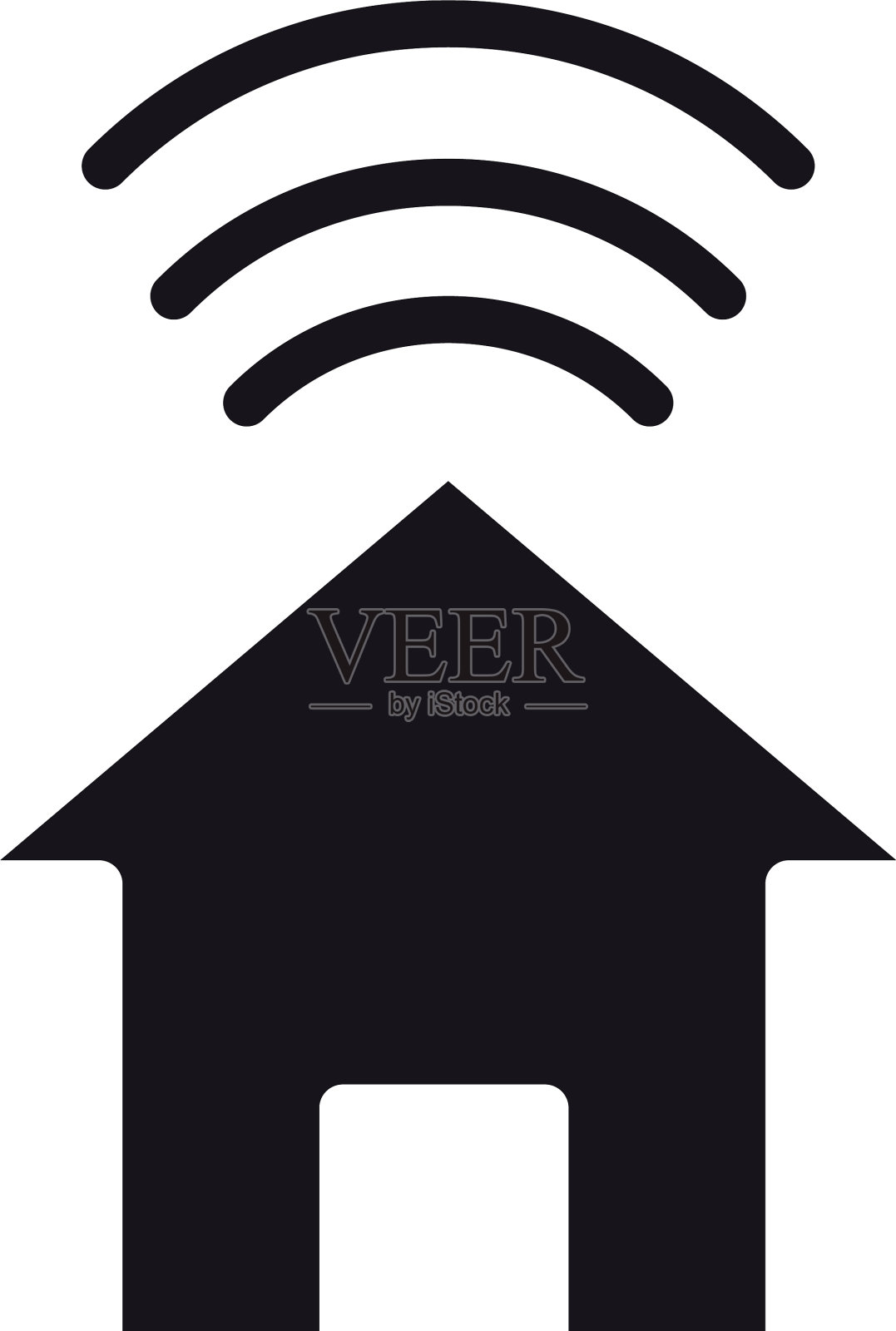 房子与wifi符号图标剪影风格图标素材