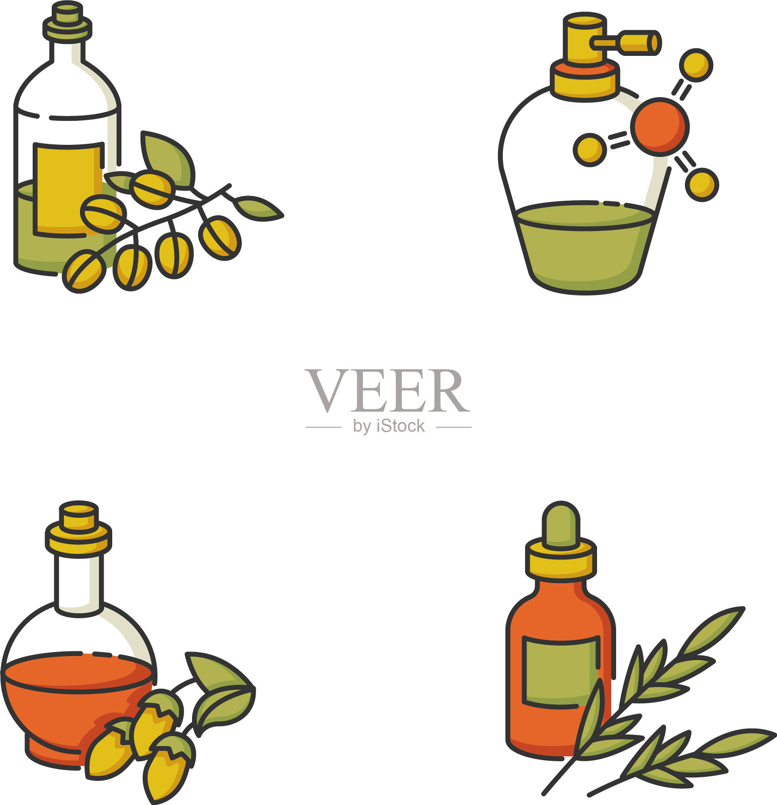 头发油RGB颜色图标设置有机荷荷巴图标素材