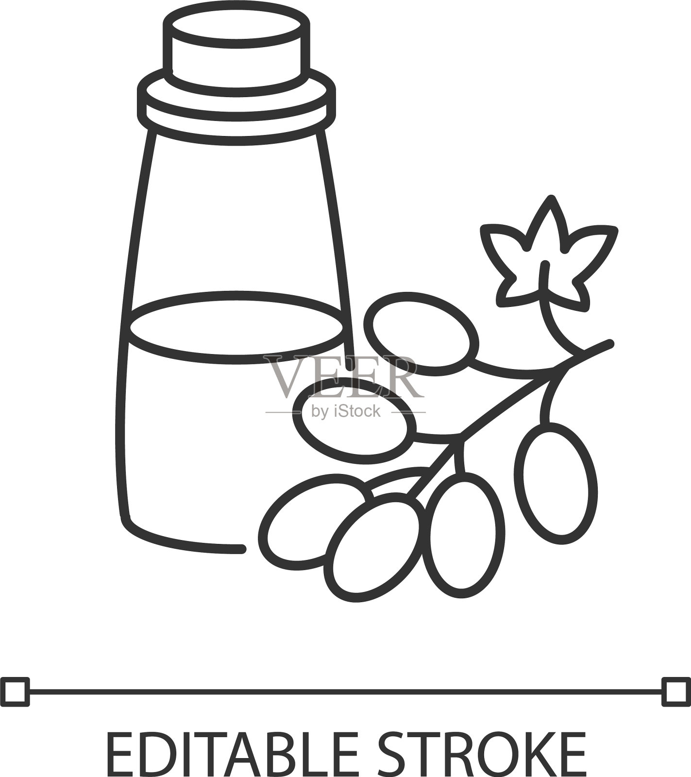 葡萄籽油像素完美线性有机图标插画图片素材