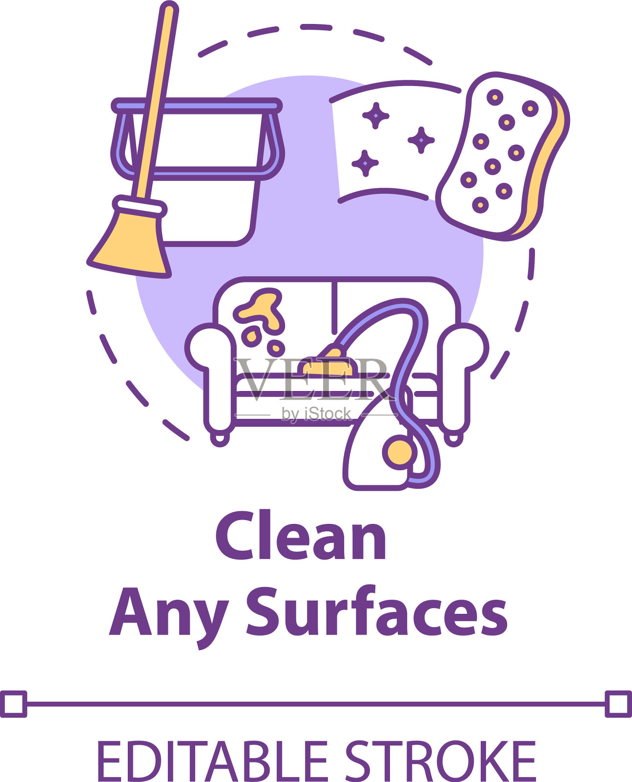 清洁任何表面概念图标清洗家具插画图片素材