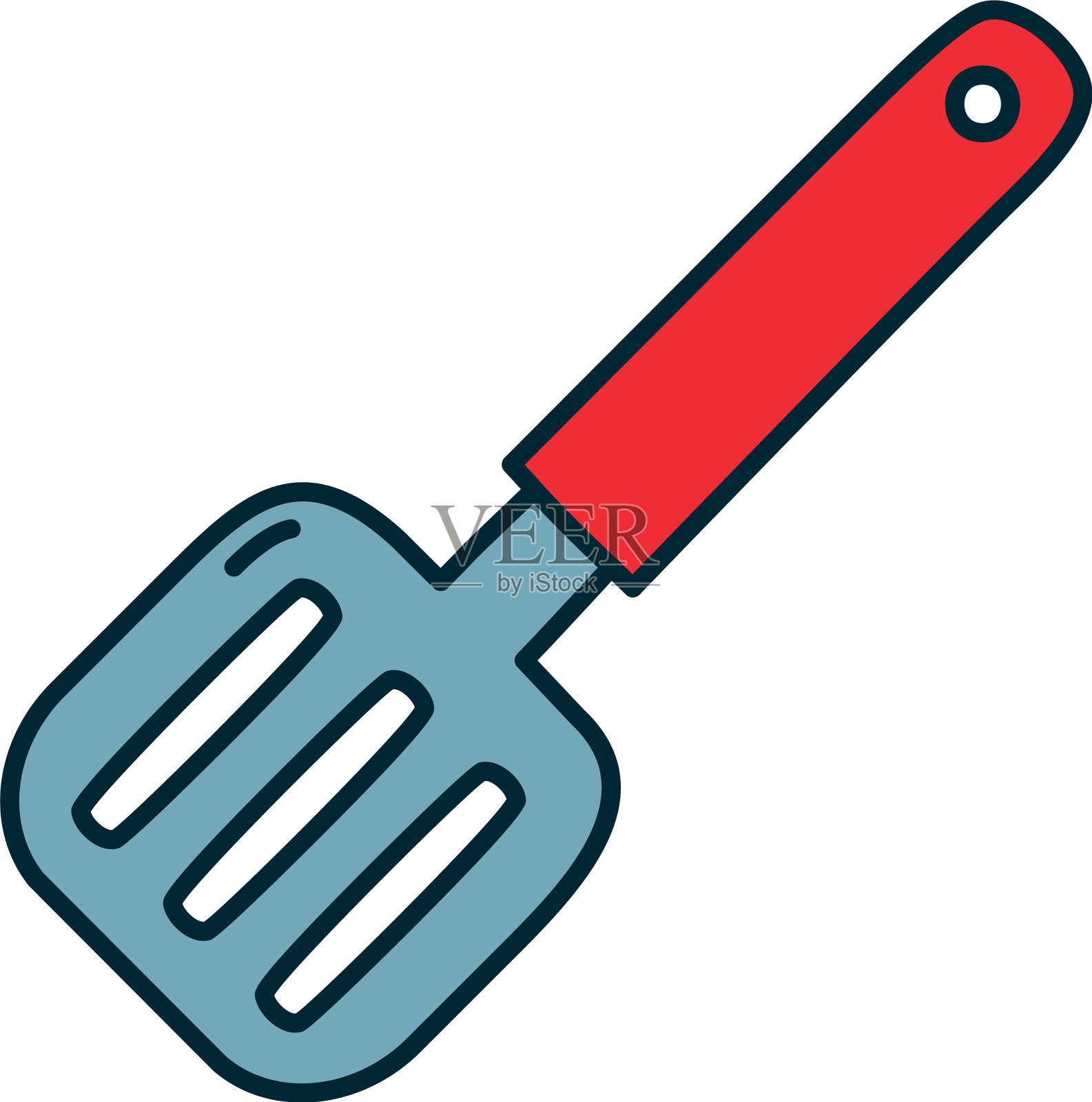 厨房抹刀图标线条和填充风格图标素材