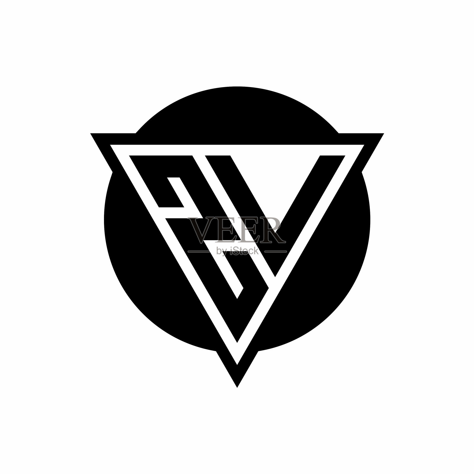 Zv标志与负空间三角形和圆插画图片素材