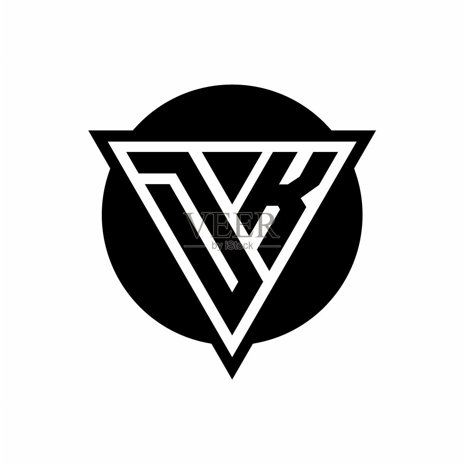 Dk标志与负空间三角形和圆形插画图片素材