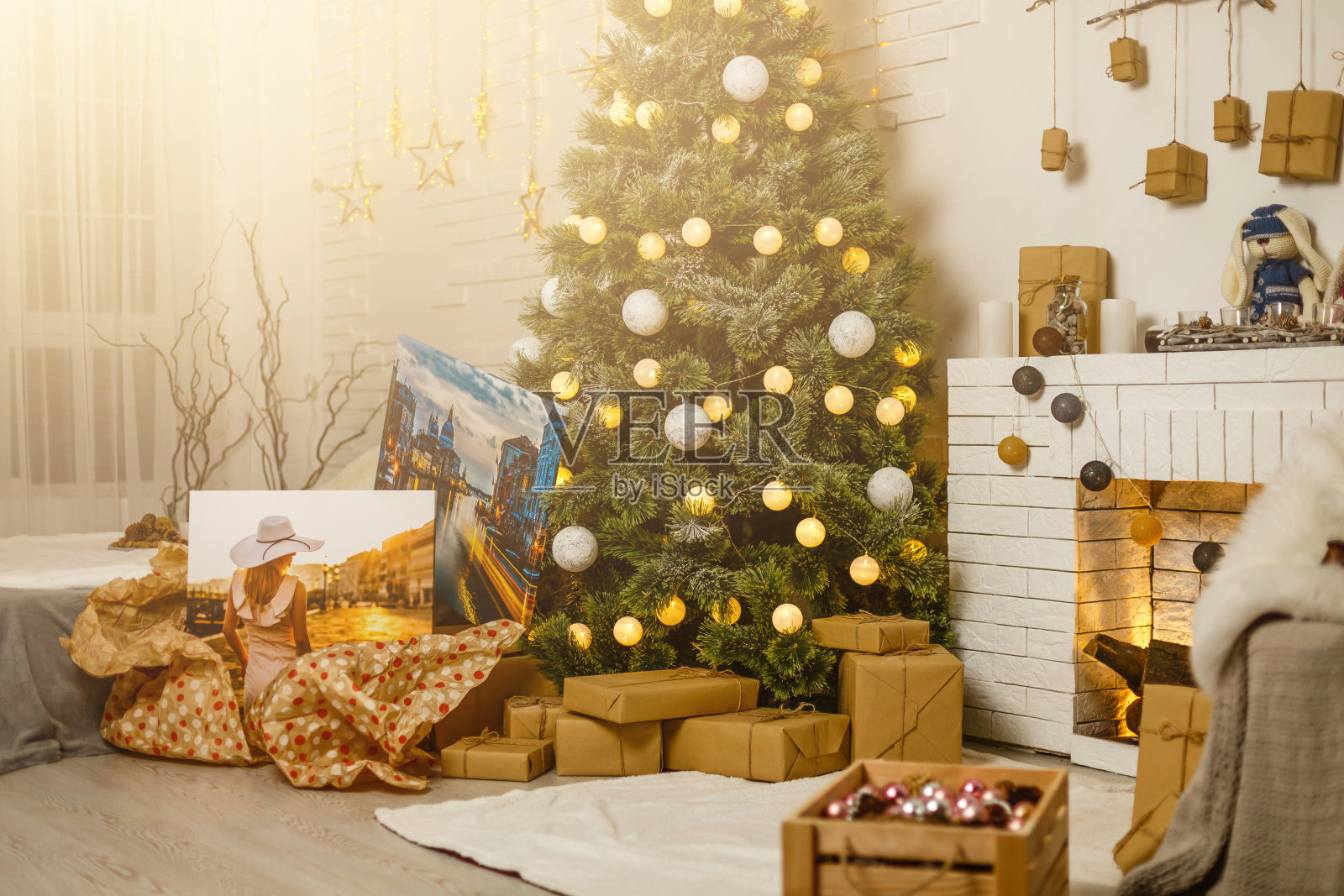 圣诞礼物照片画布照片摄影图片