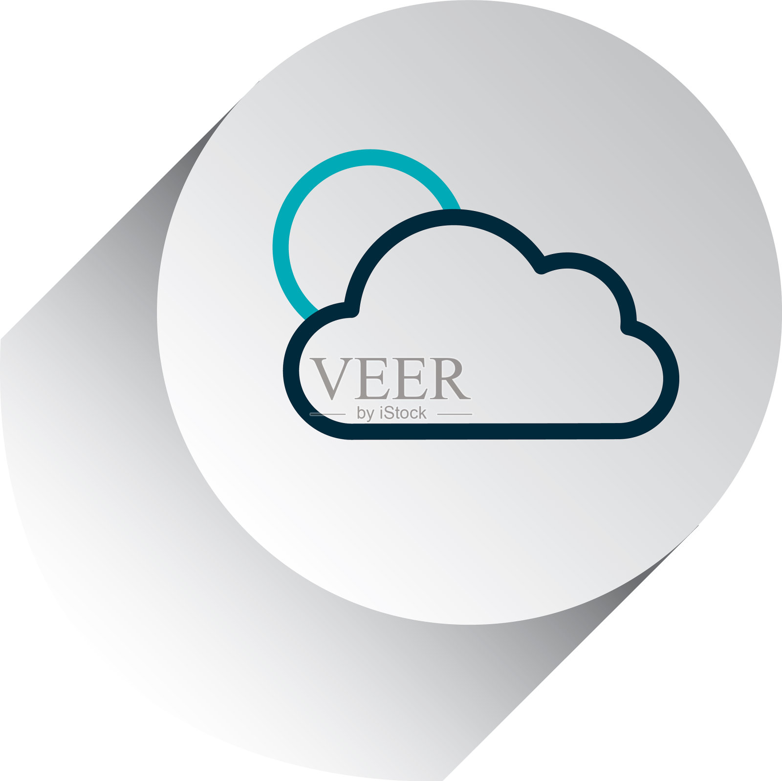 太阳和云的图标线渐变样式设计元素图片