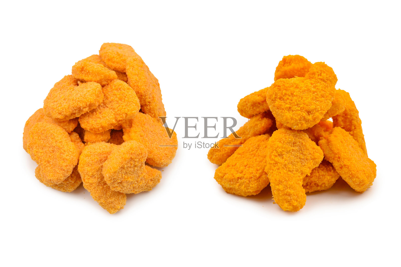 鸡块被孤立在白色背景上。照片摄影图片