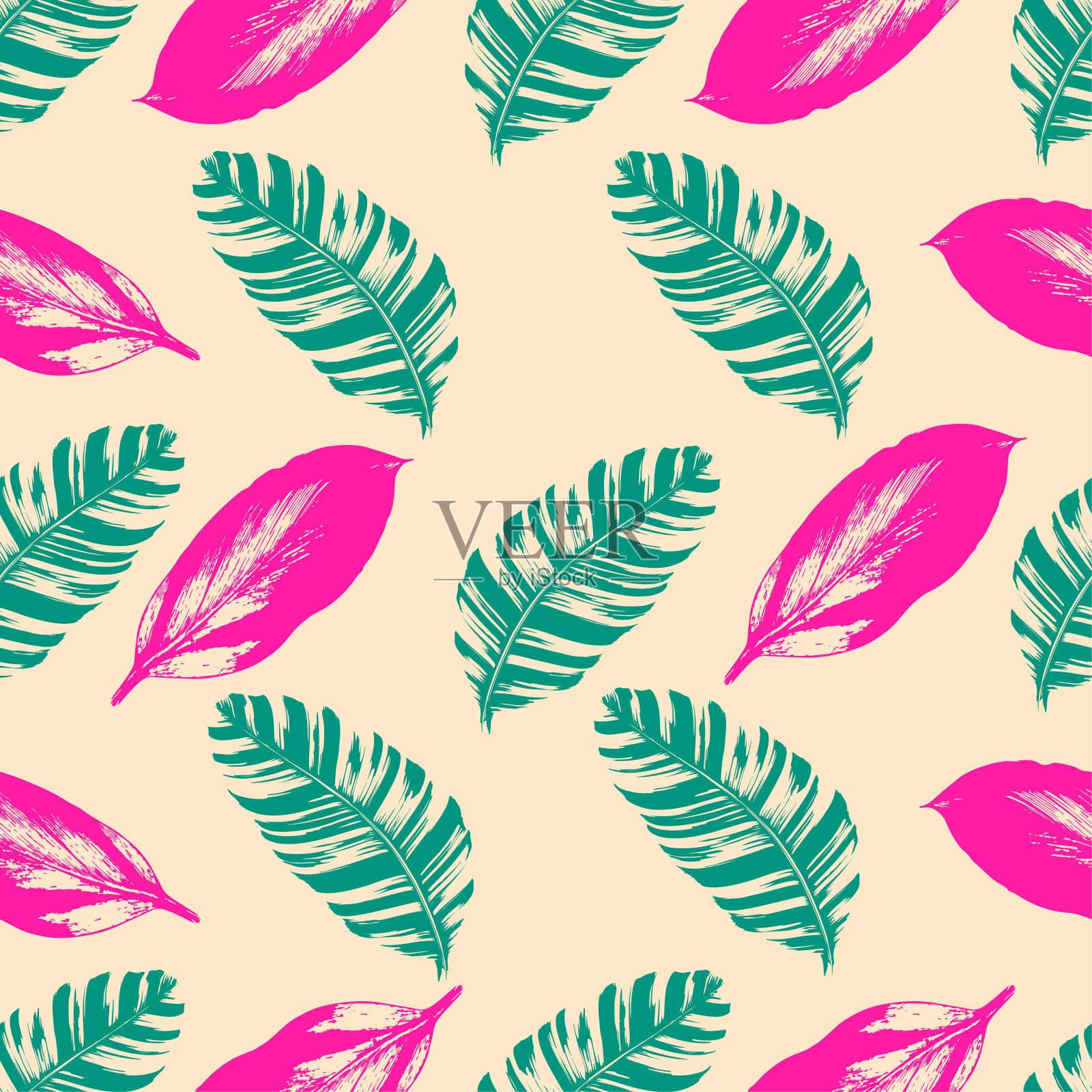 叶子重复模式模板插画图片素材