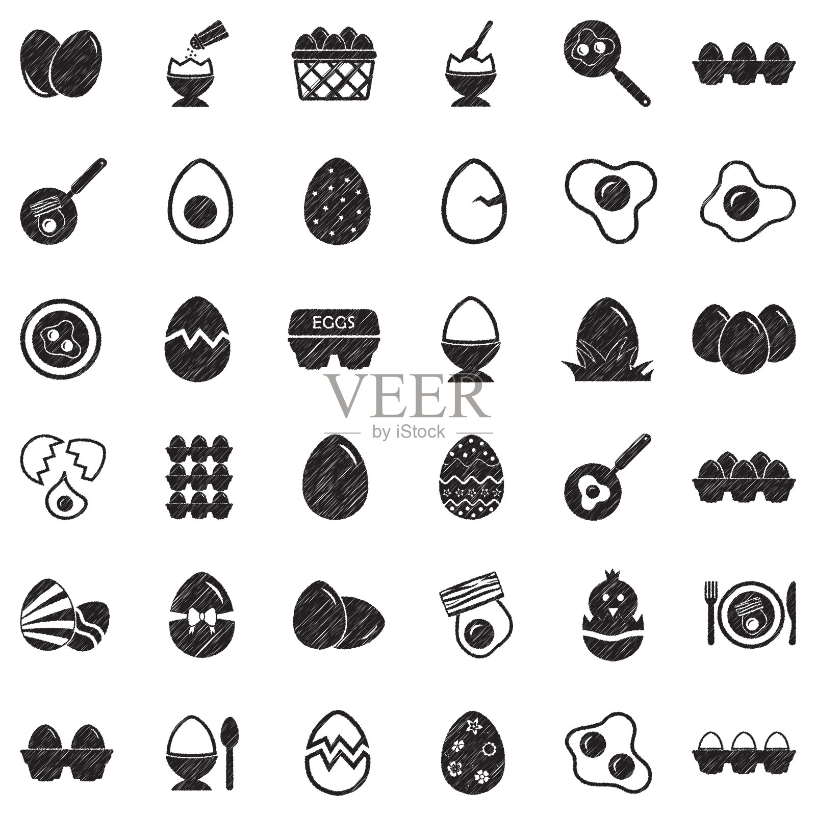 鸡蛋图标。黑色涂鸦设计。矢量插图。图标素材