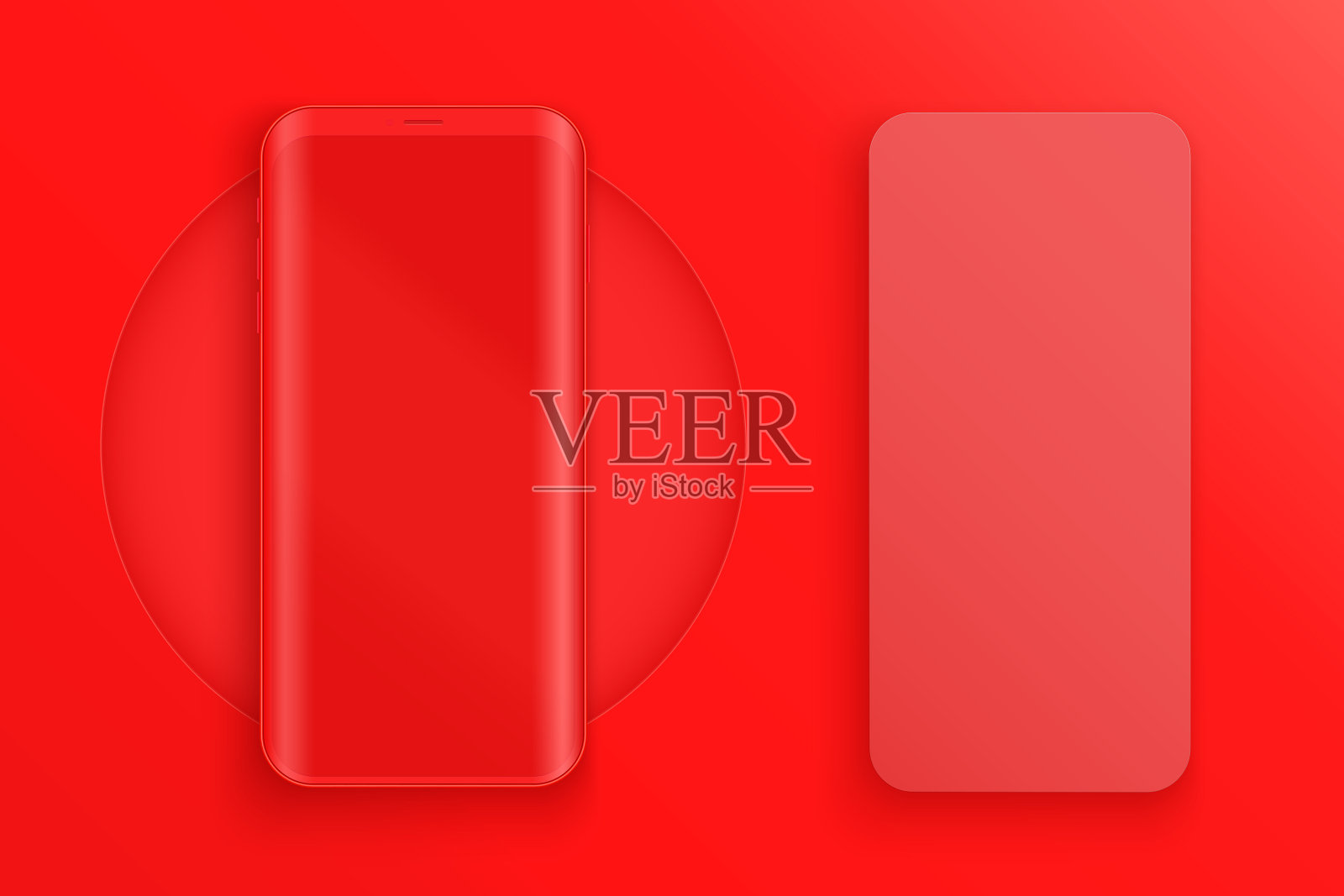 红色的智能手机演示模型设计模板素材