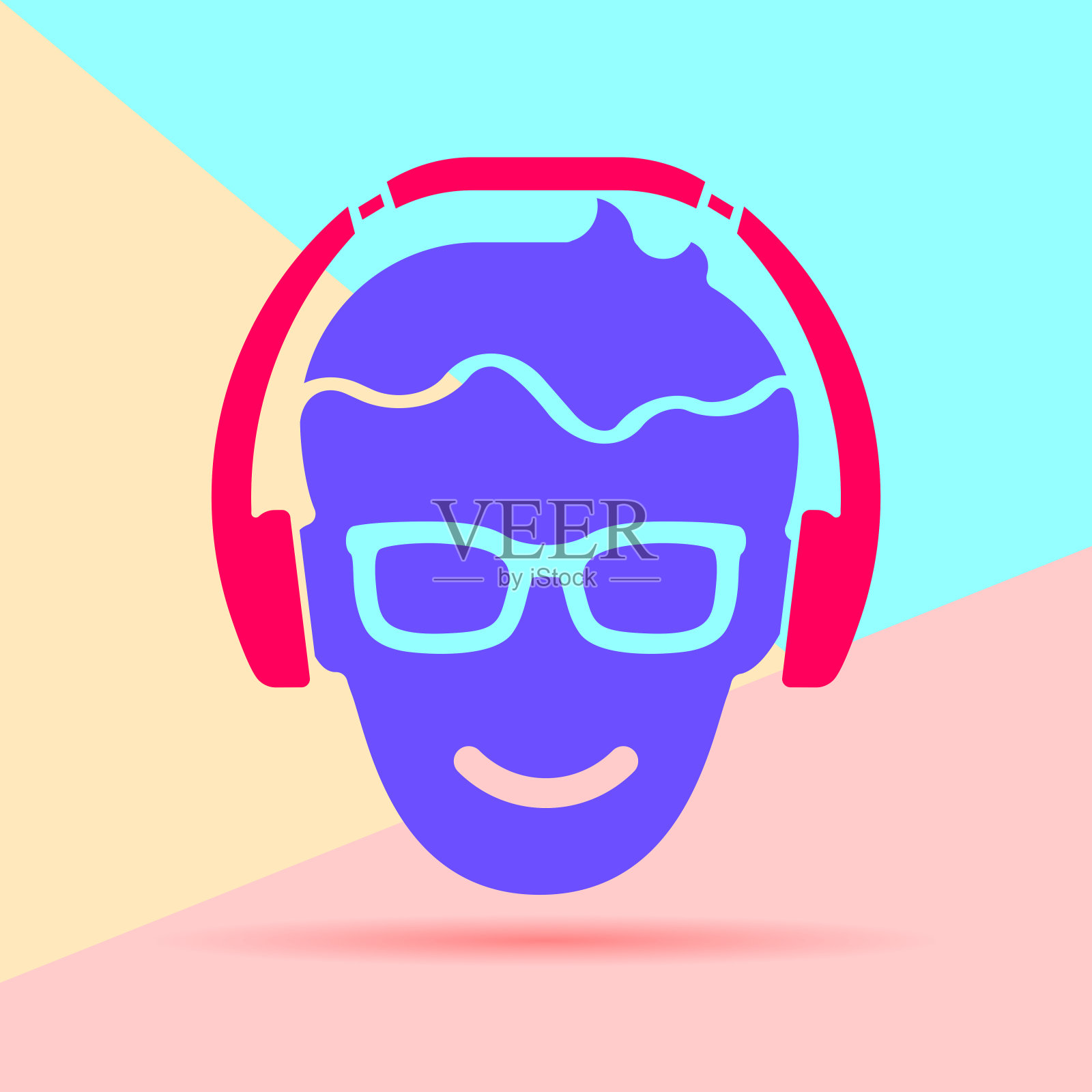 平面现代艺术设计图形形象的男人头戴眼镜插画图片素材