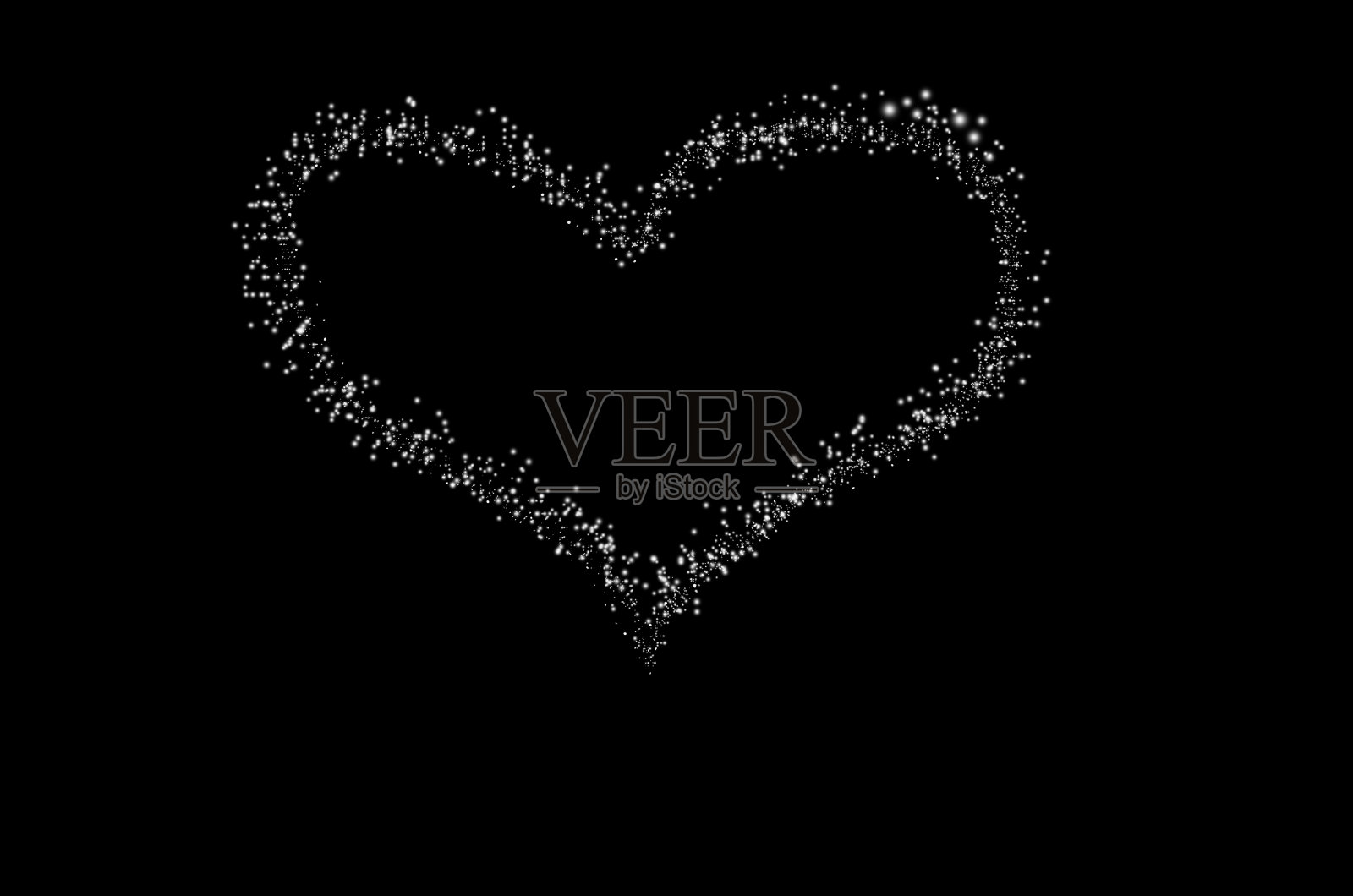 心的象征，神奇的灯光效果。星尘的白色闪光。闪烁着星尘闪闪发光的粒子。插画图片素材