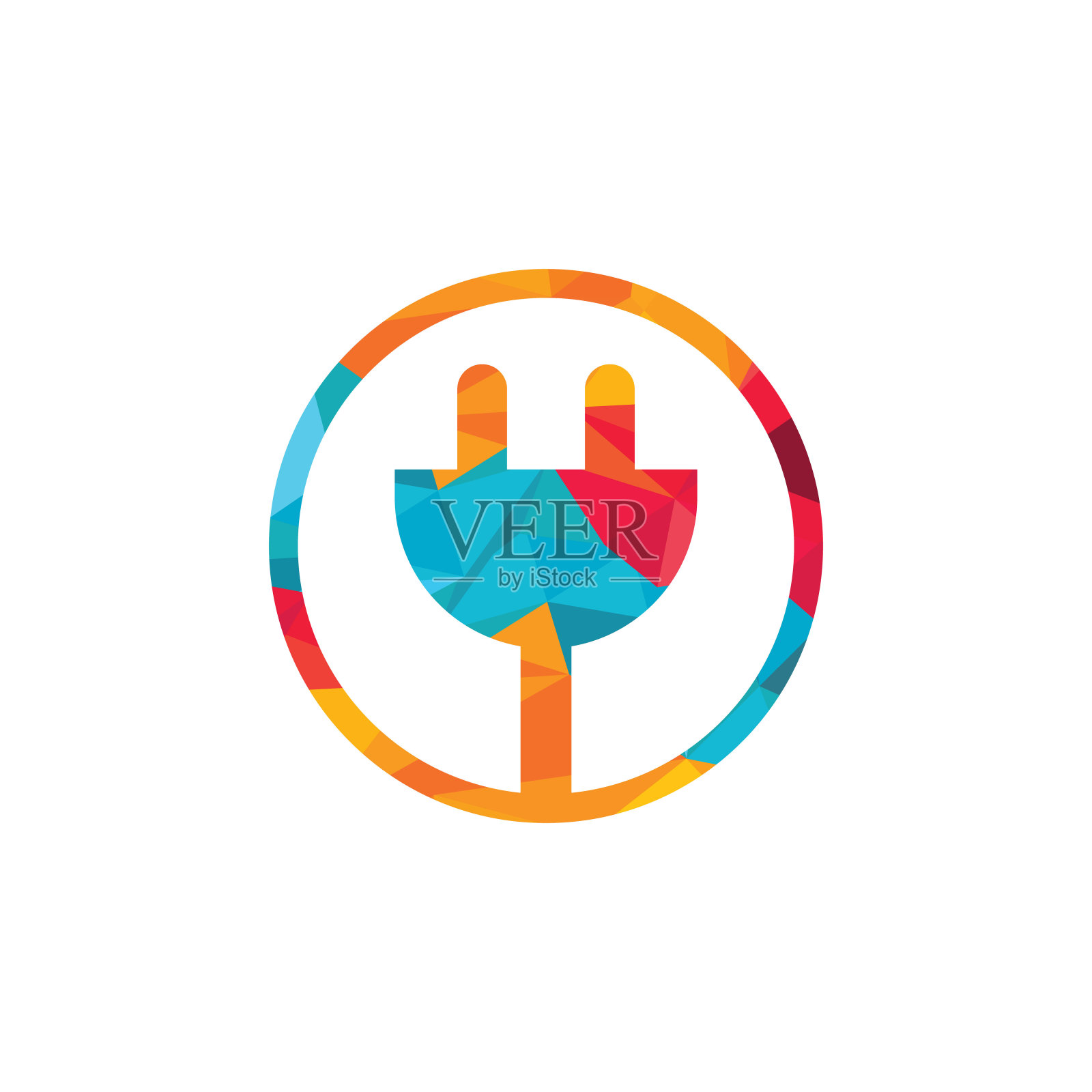 电插头矢量标志设计。插画图片素材