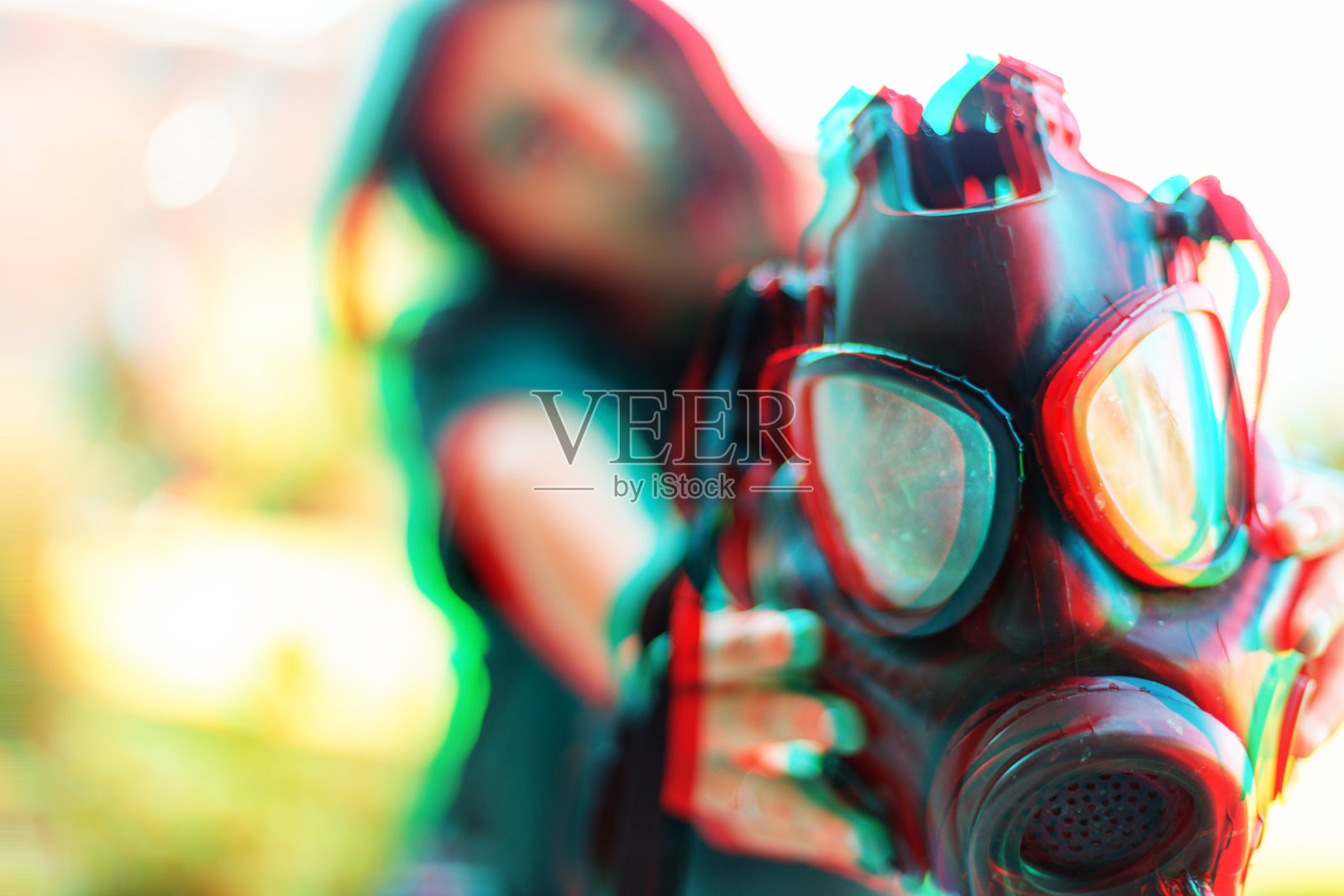 极端故障保护面具肖像Z一代西班牙裔女性在美国西部照片系列照片摄影图片