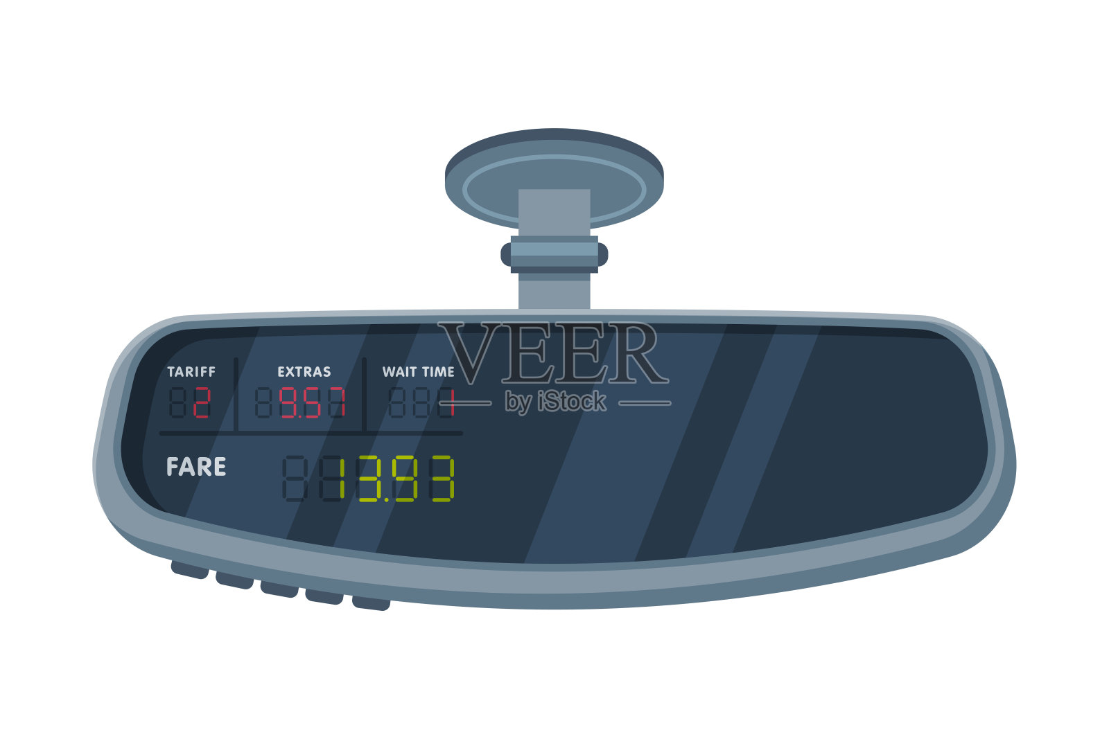 现代出租车计价器，运输服务计算设备，电子测量器具，矢量图插画图片素材