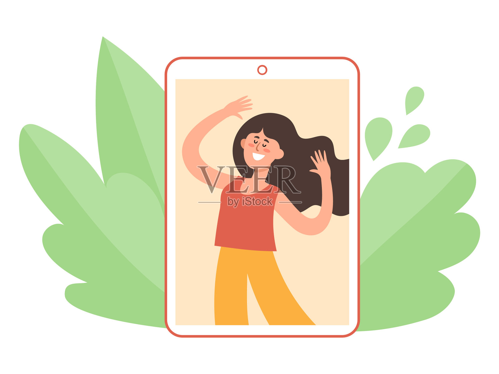 概念网上派对与女人的自我插画图片素材