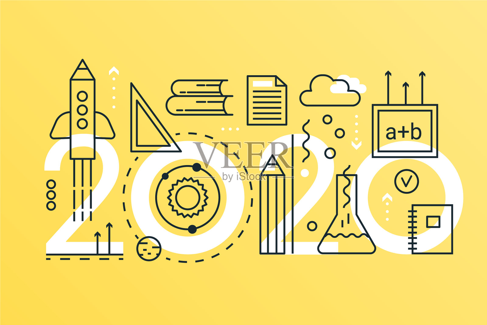 学校教育2020年细线插画图片素材