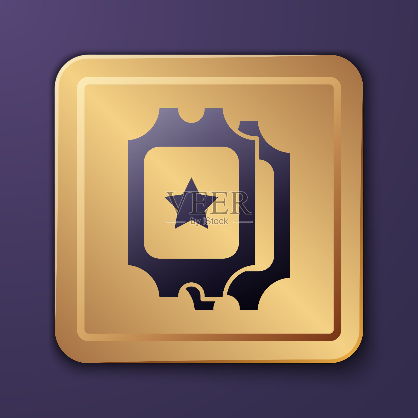 紫色电影票图标孤立在紫色上插画图片素材