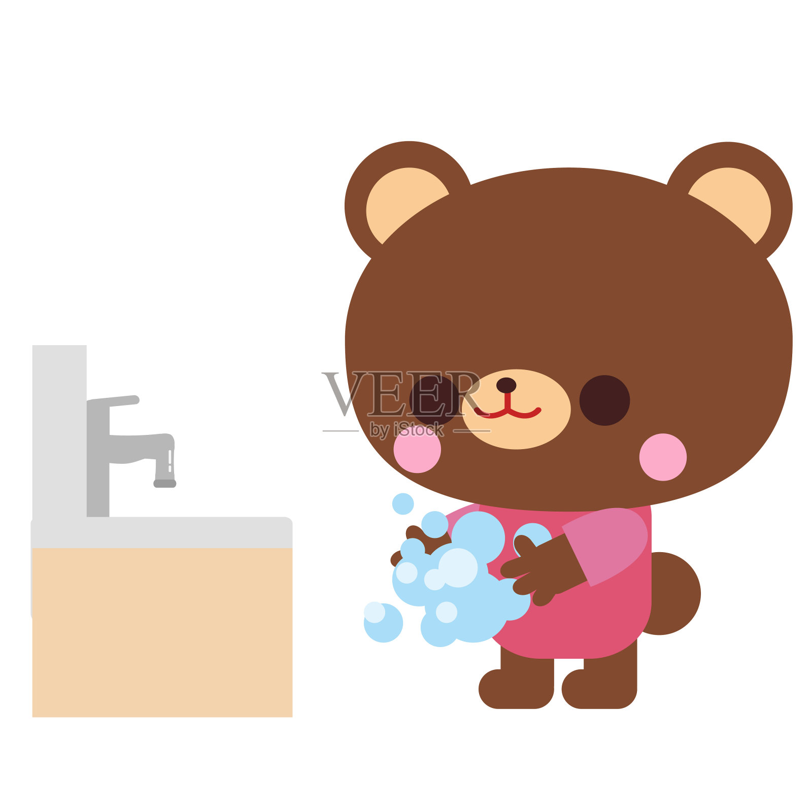 小熊插图材料洗手设计元素图片
