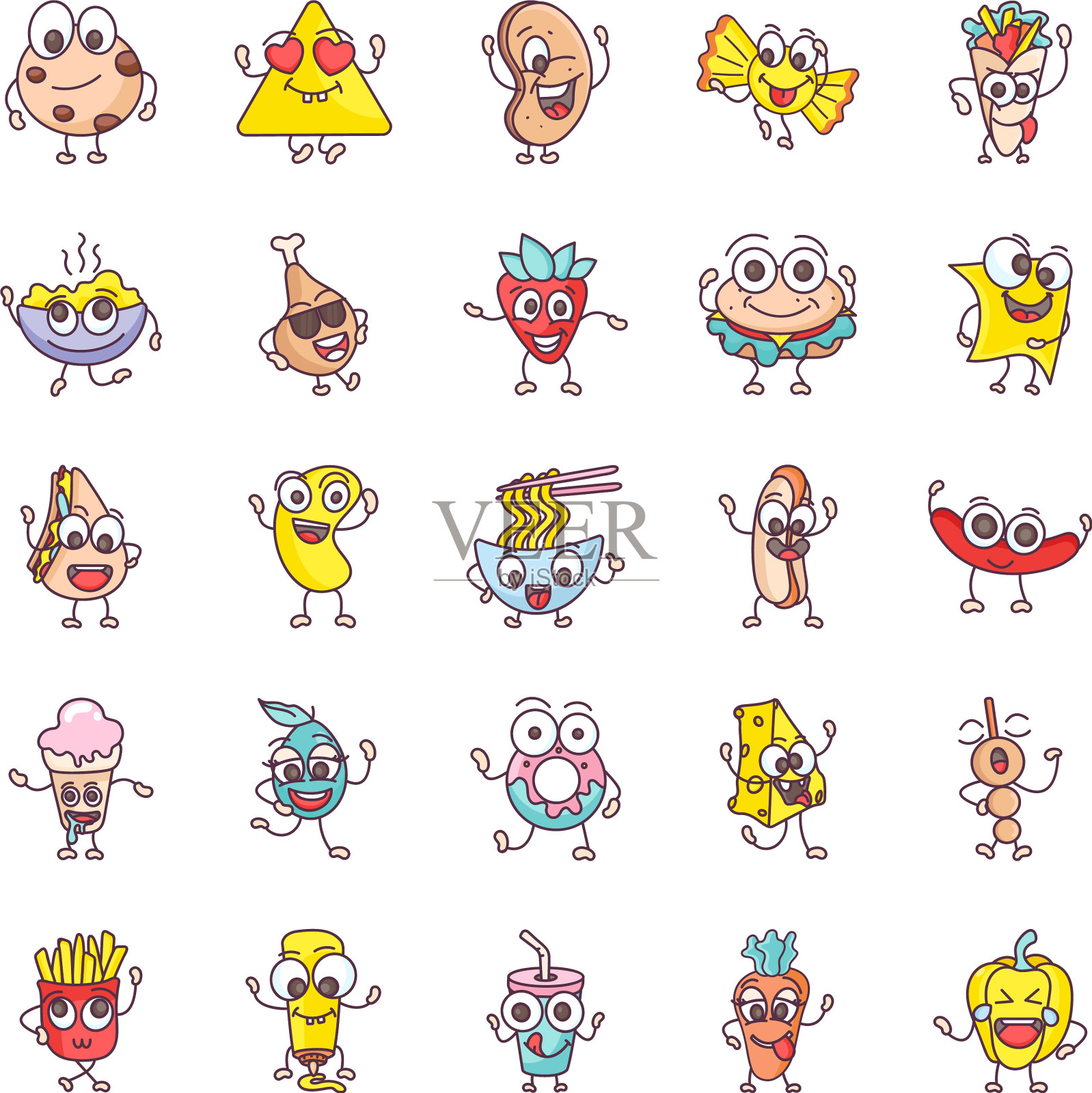 有趣的零食手绘插画图片素材