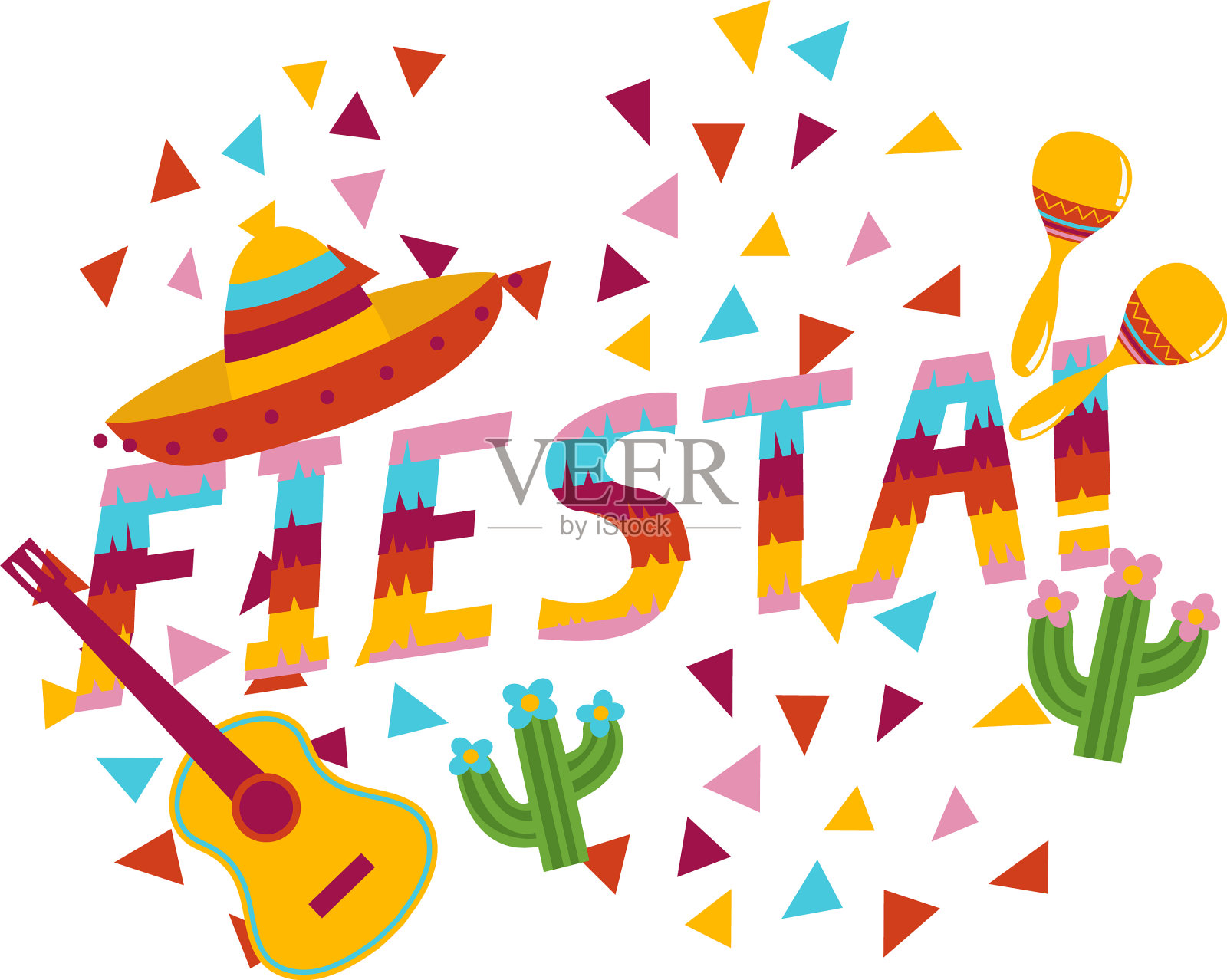 多彩的节日与墨西哥国民惊呼插画图片素材