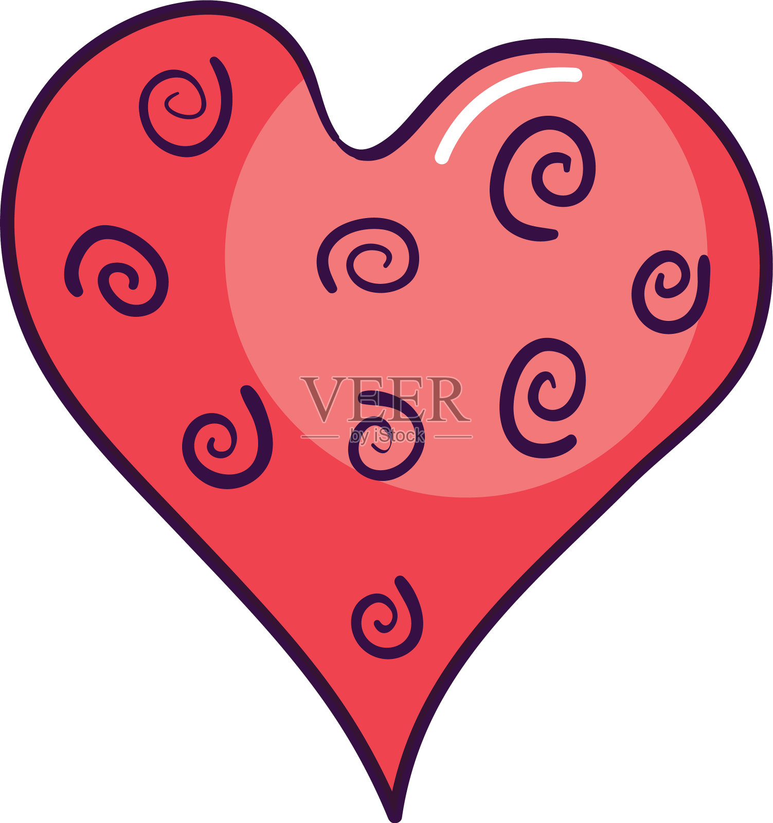 心形用螺旋线设计，色彩风格设计元素图片