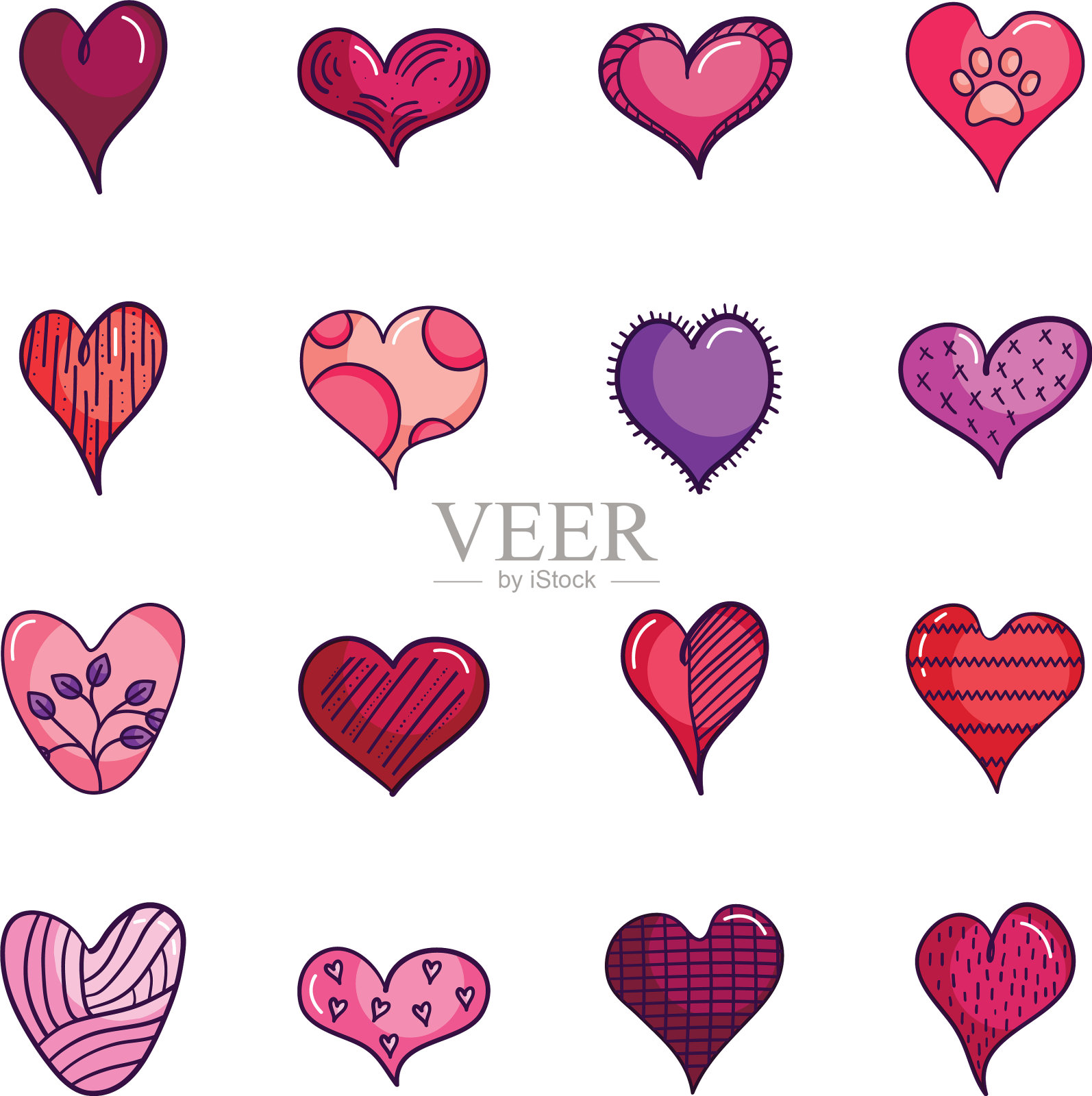 漂亮的心形图标设置线条颜色风格图标素材