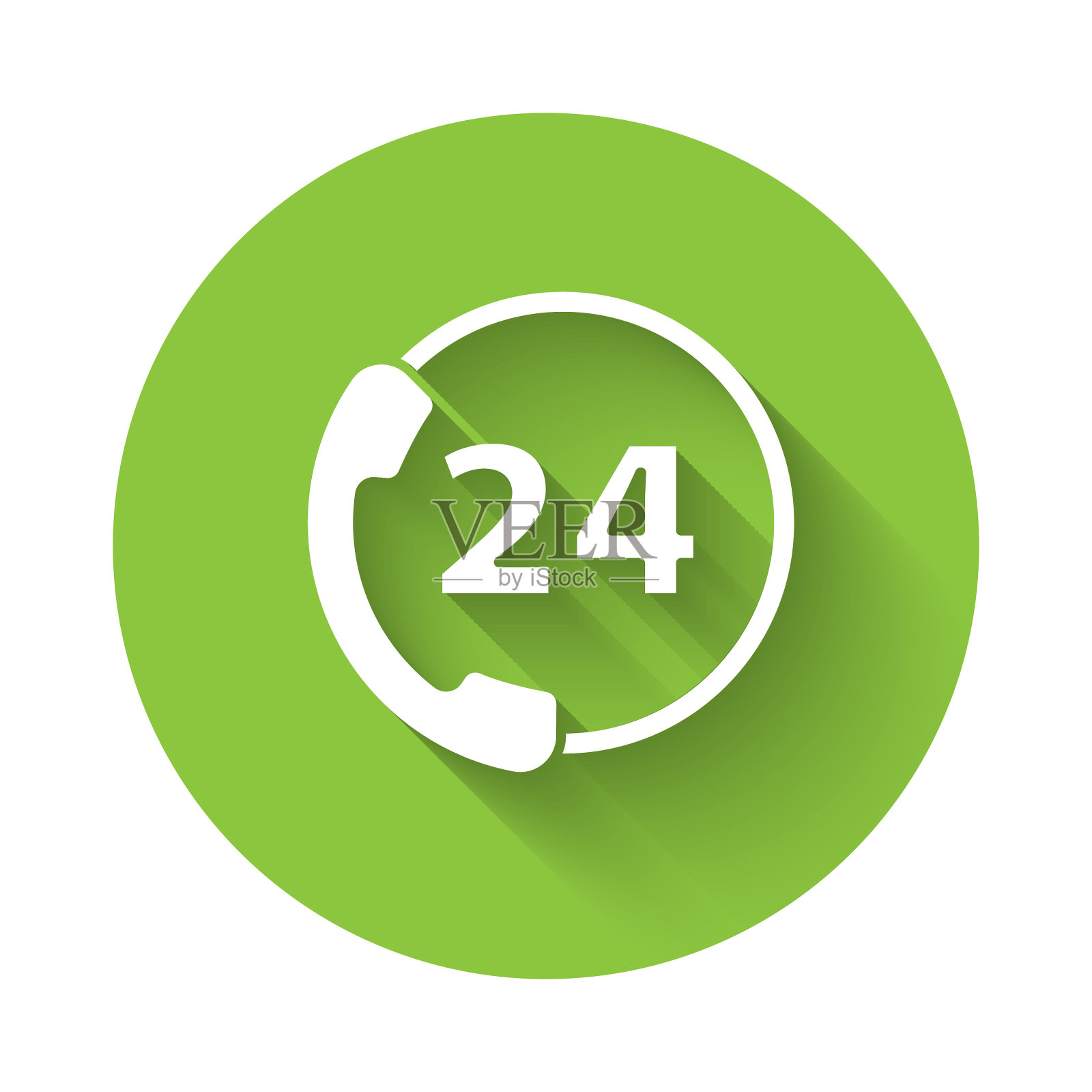 白色电话24小时支持图标孤立插画图片素材