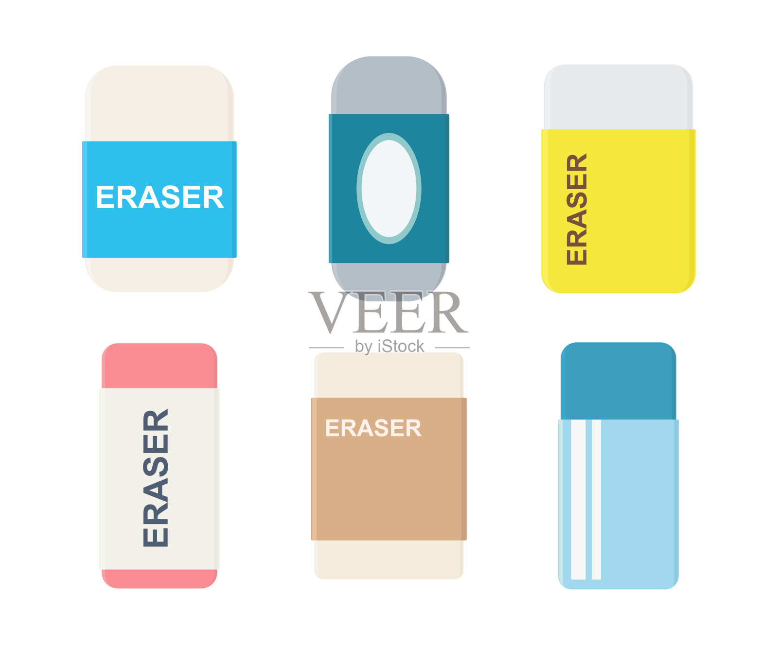 一套带滑套的橡皮。平面矢量插图孤立在白色背景设计元素图片