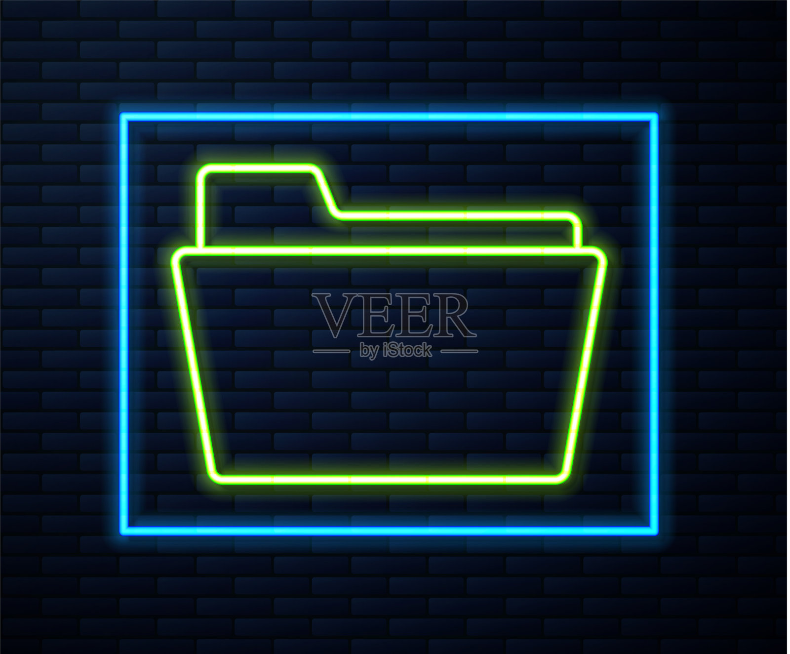 发光的霓虹灯行文件文件夹图标隔离插画图片素材