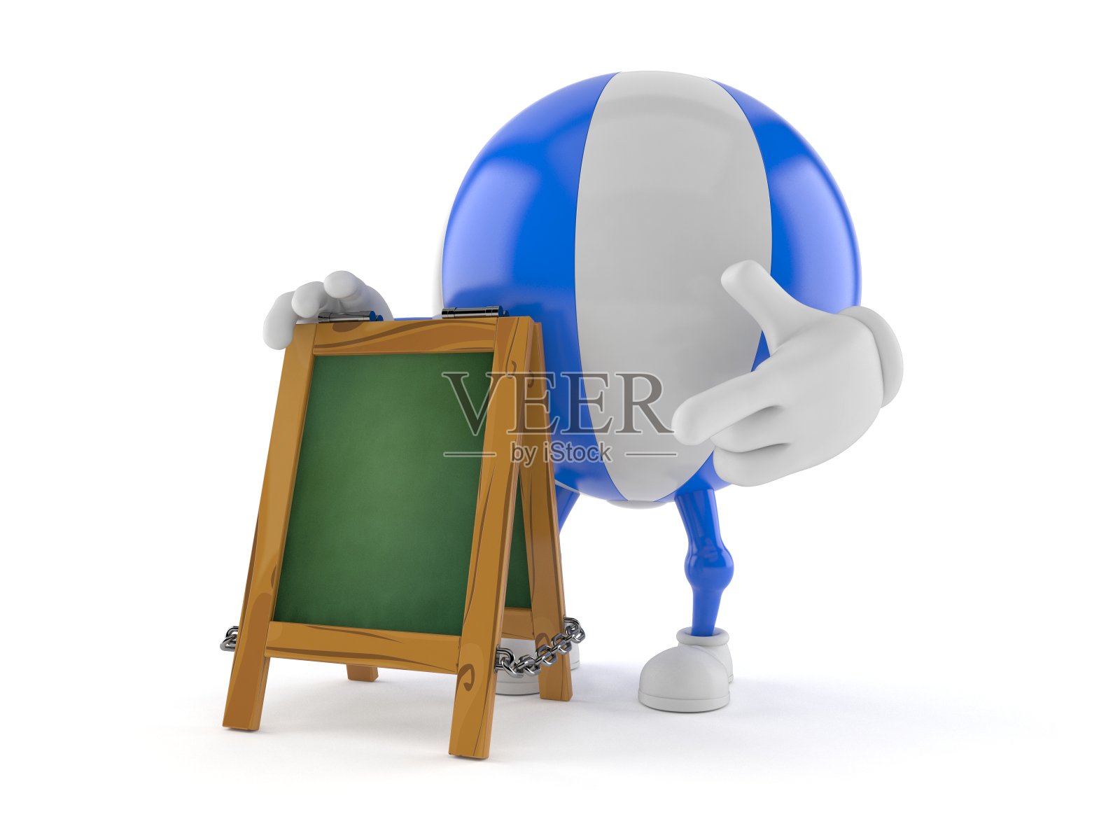 沙滩球字符与粉笔招牌照片摄影图片