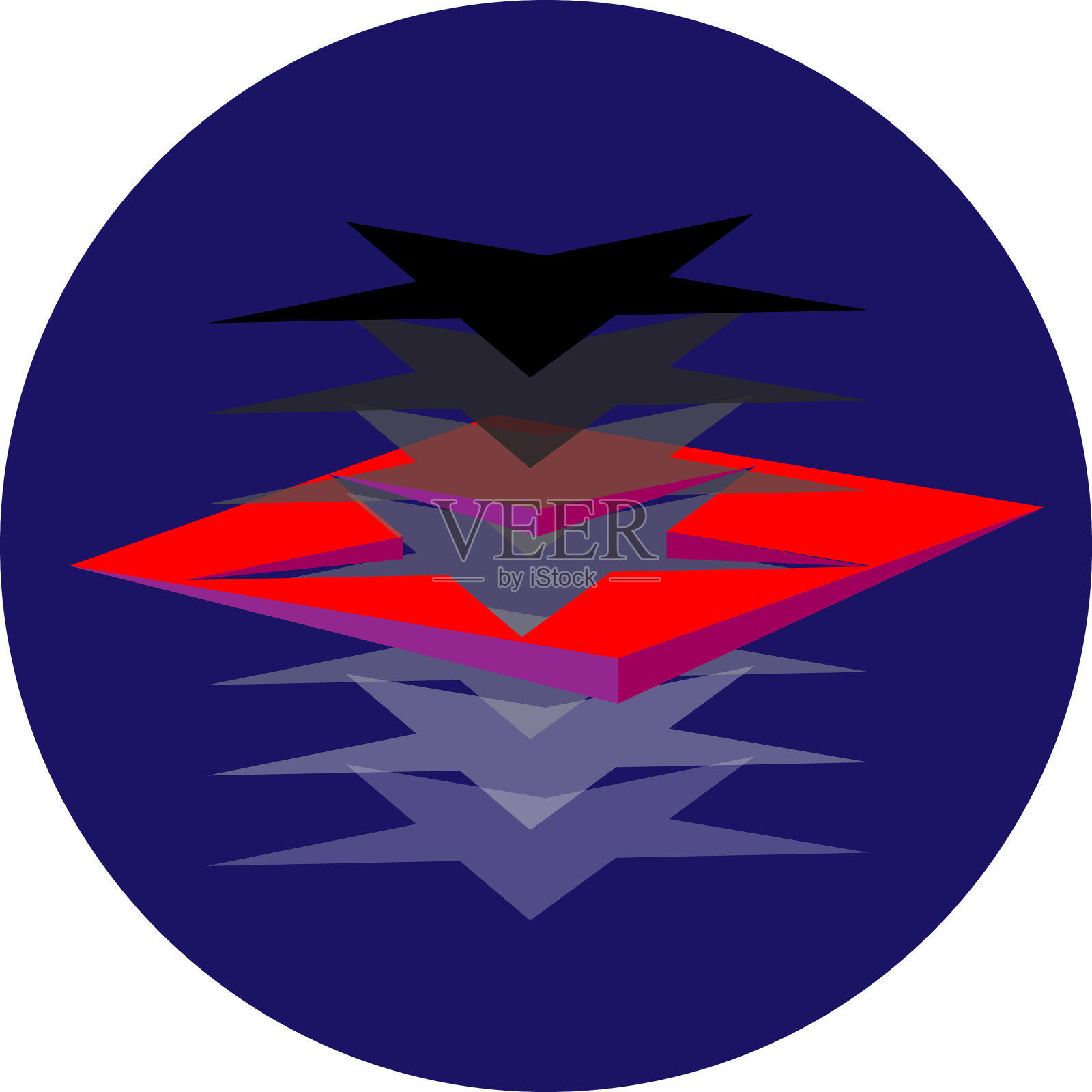 星门在一个深蓝色的圆圈里有一颗黑色的星插画图片素材