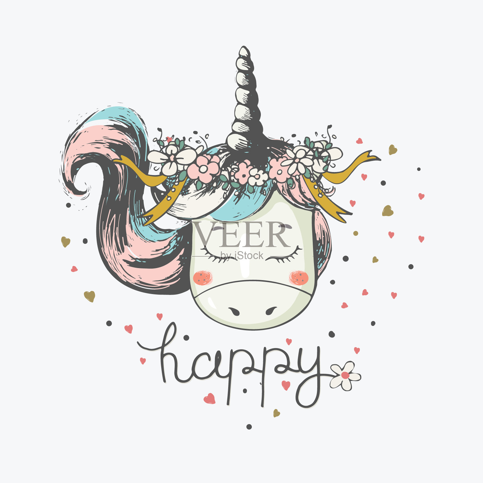 浪漫的独角兽设计元素图片