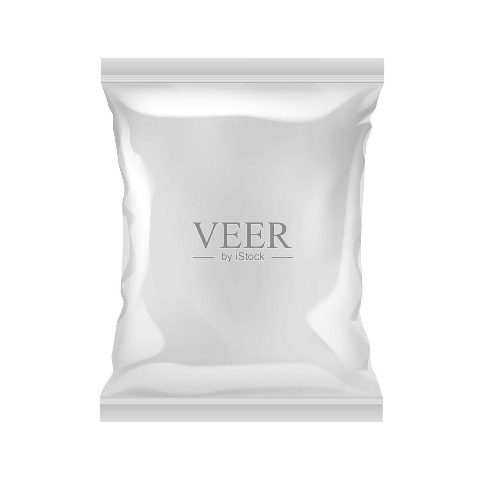 矢量垂直密封空塑料箔袋包装设计与光滑的边缘关闭隔离在白色的背景插画图片素材