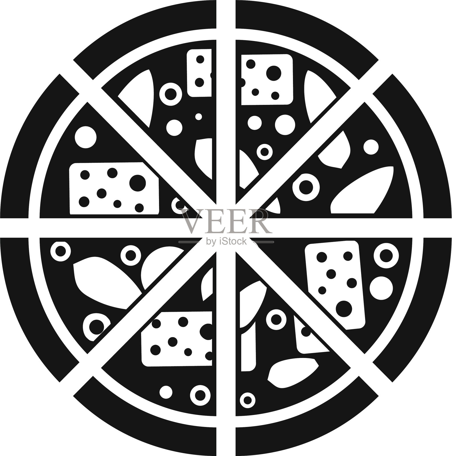 意大利披萨图标简约风格插画图片素材