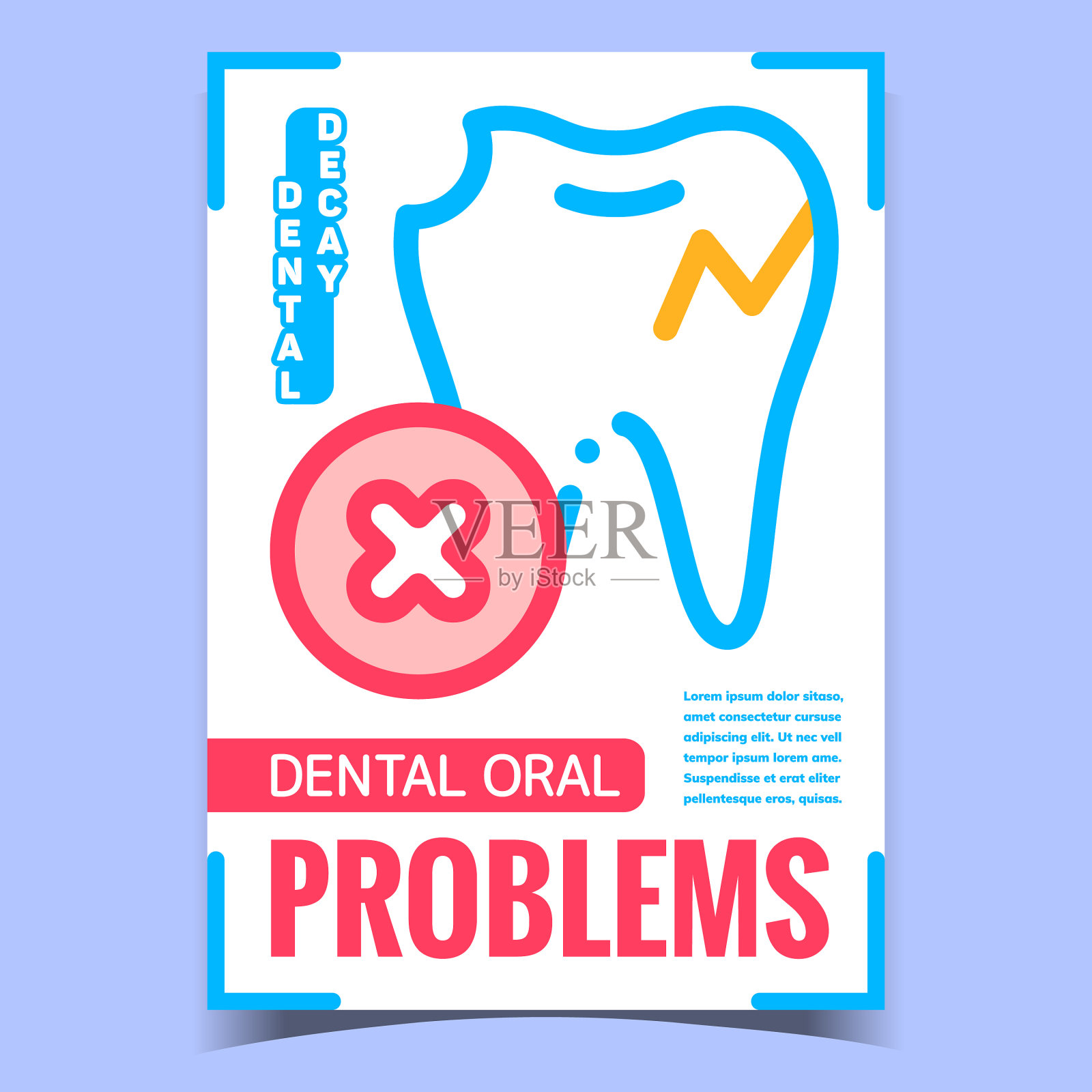 牙科和口腔问题的广告海报插画图片素材