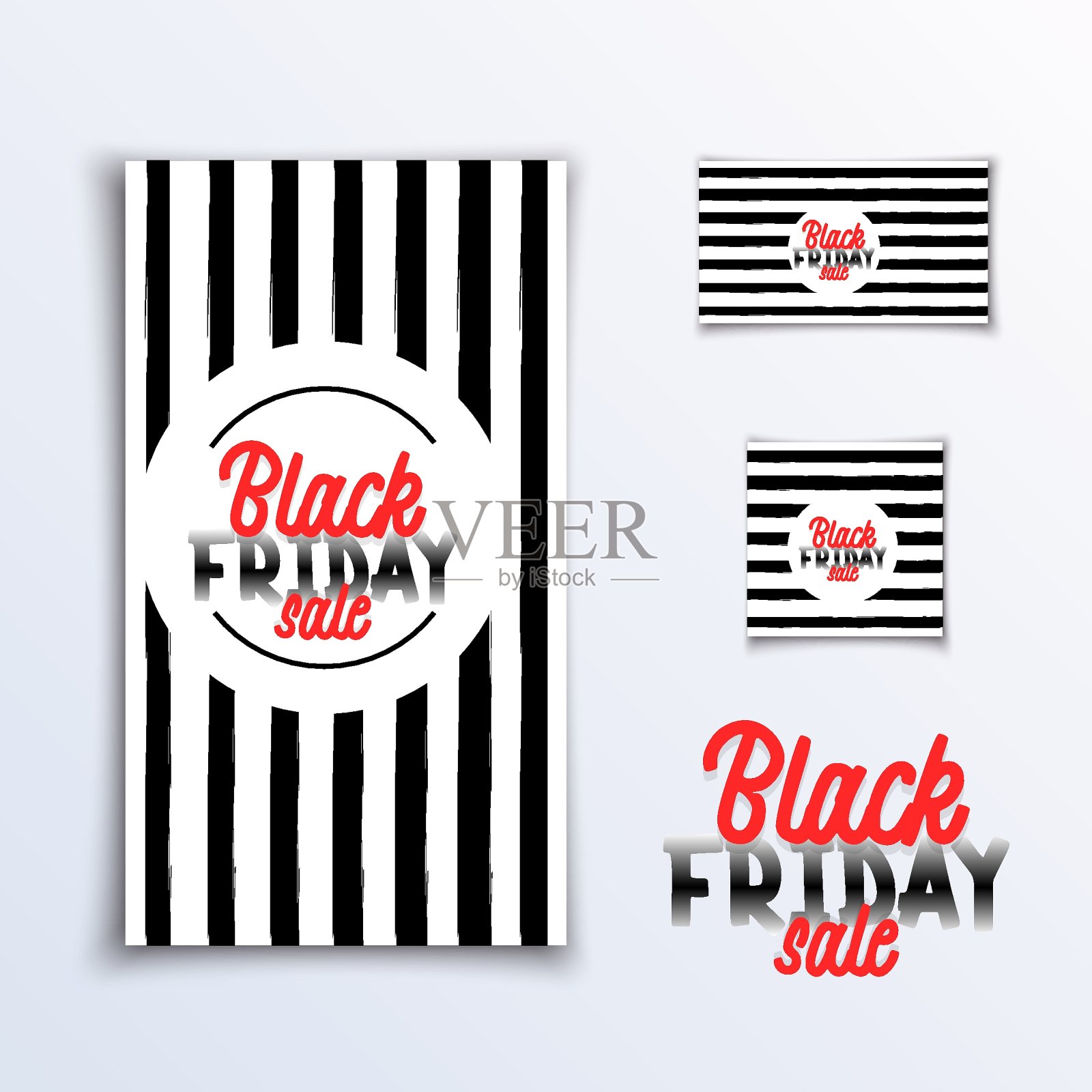 “黑色星期五”。销售-垂直，水平的方形横幅插画图片素材