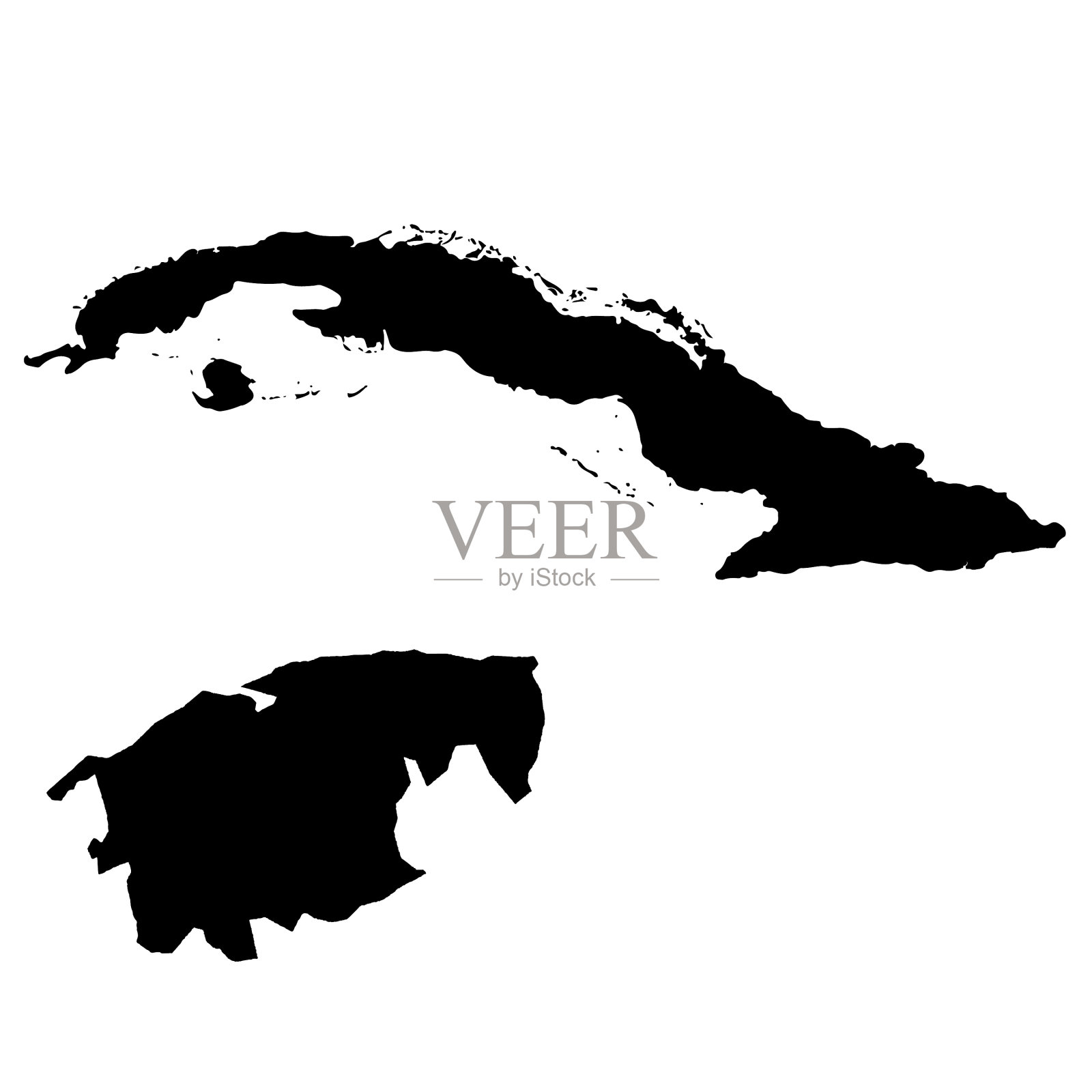 地图古巴和哈瓦那的国家和首都孤立插画图片素材