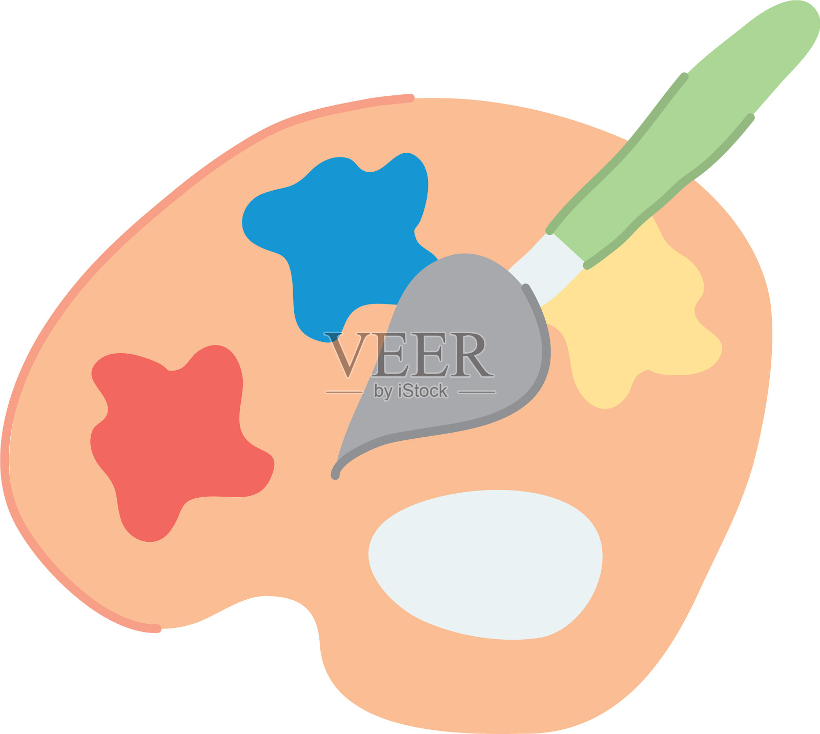 油漆刷和调色板图标平面风格设计元素图片