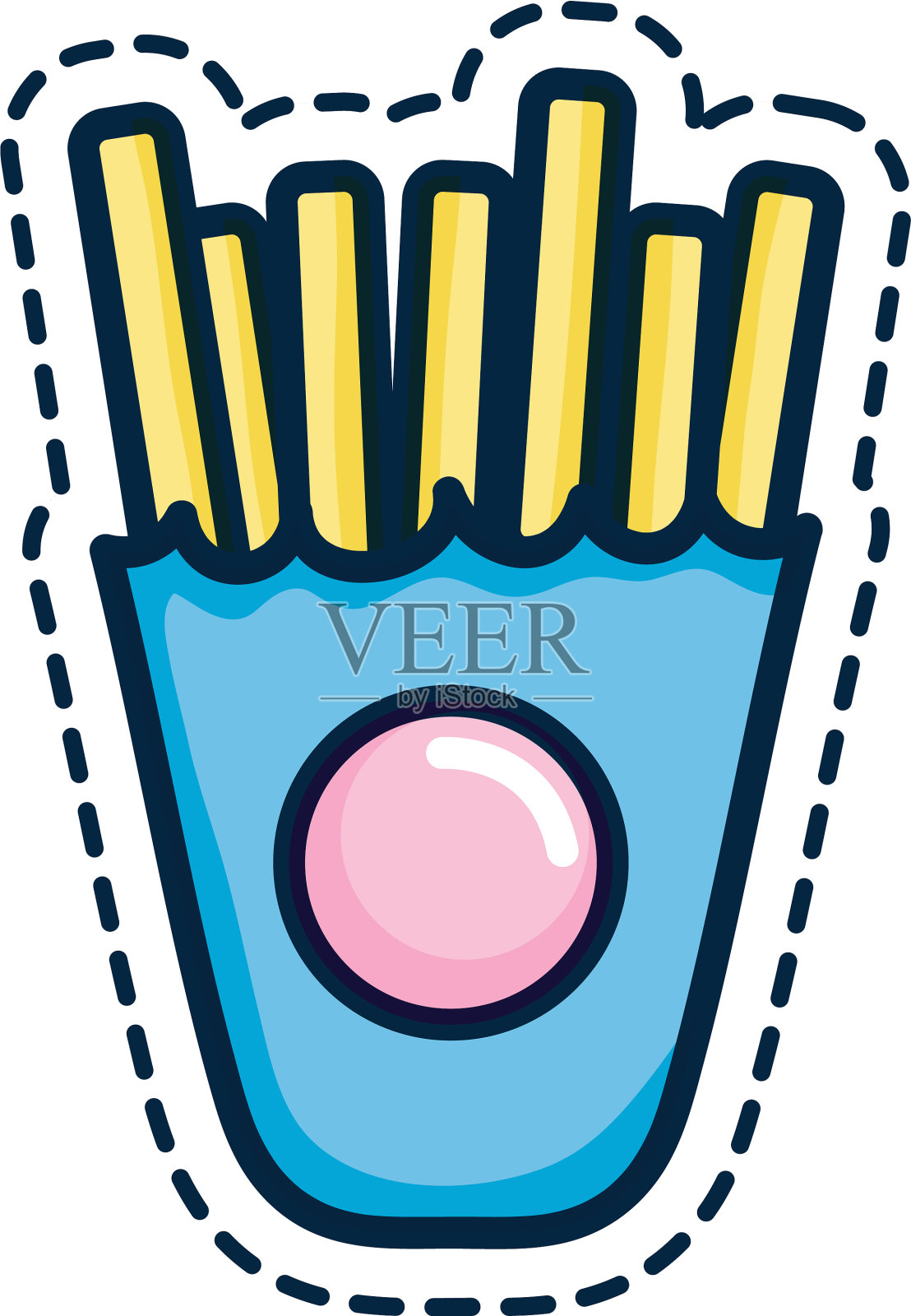 补丁概念薯条盒子图标线颜色设计元素图片