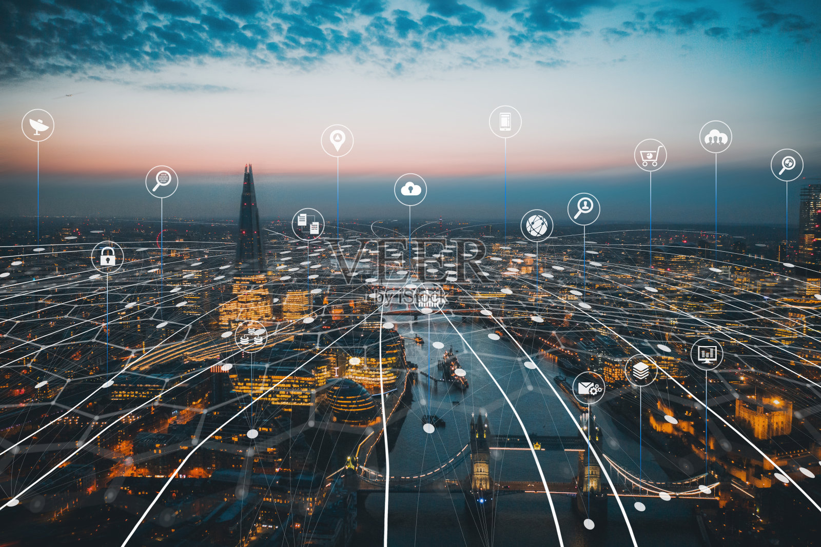 伦敦城市风光大数据图形背景照片摄影图片