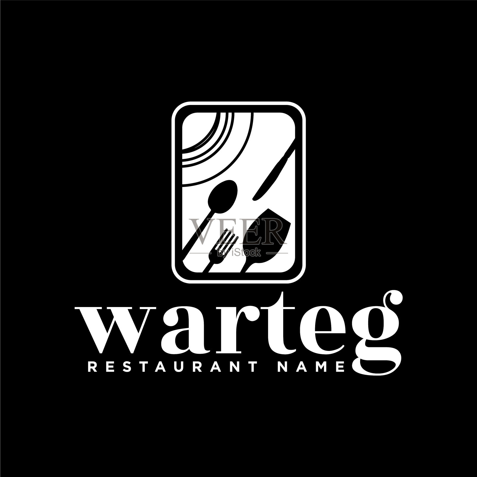 酒瓶，勺子，叉子，盘子，刀，玻璃杯插画图片素材