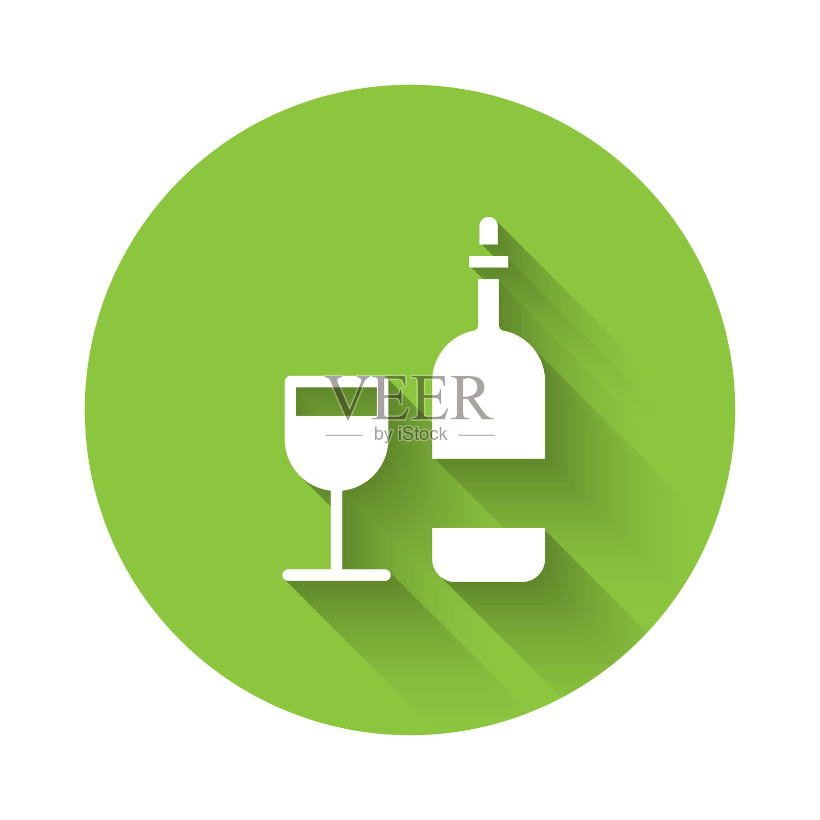 白葡萄酒瓶与玻璃图标隔离图标素材