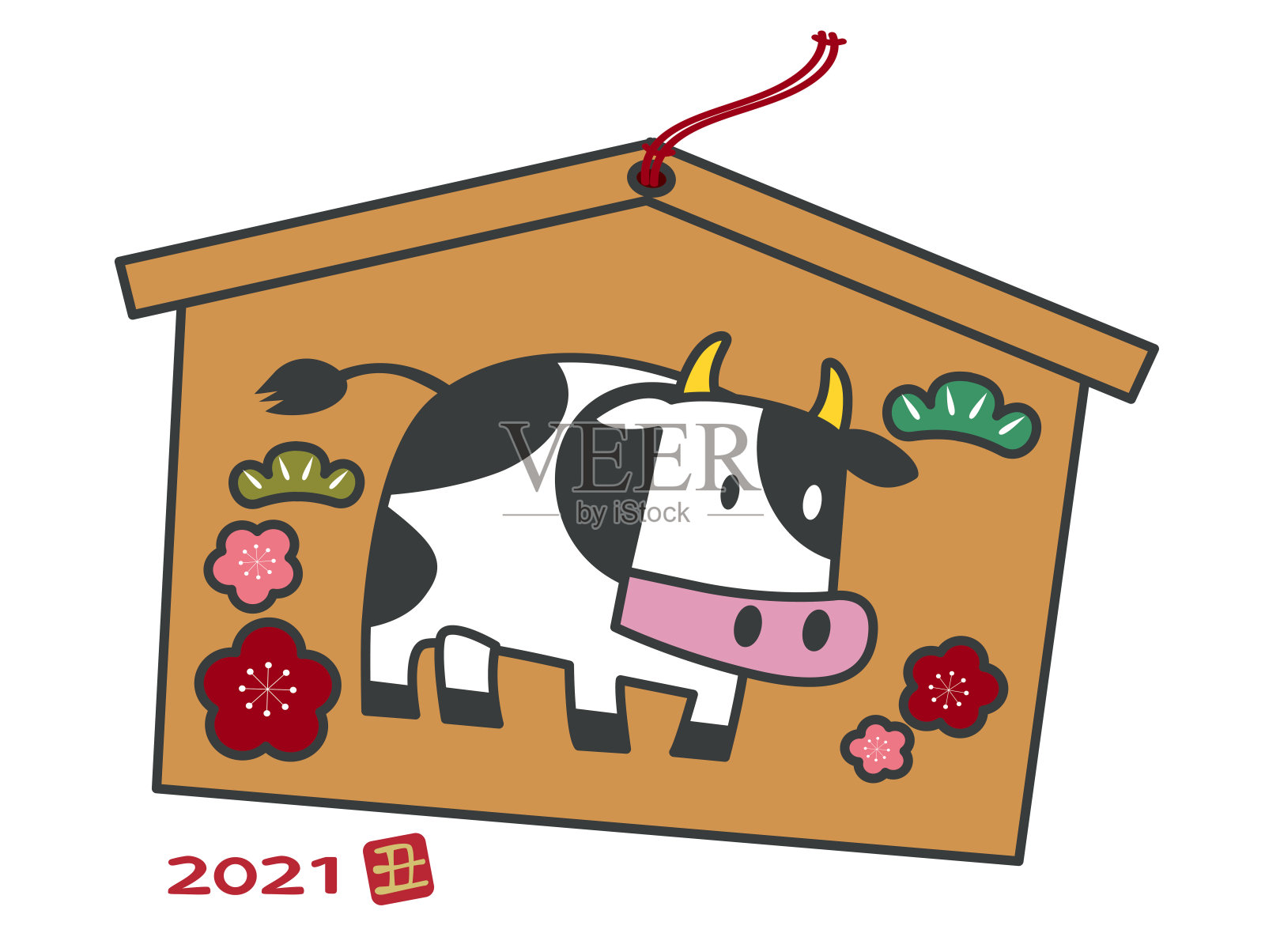 日本的2021年贺年卡材料插画图片素材