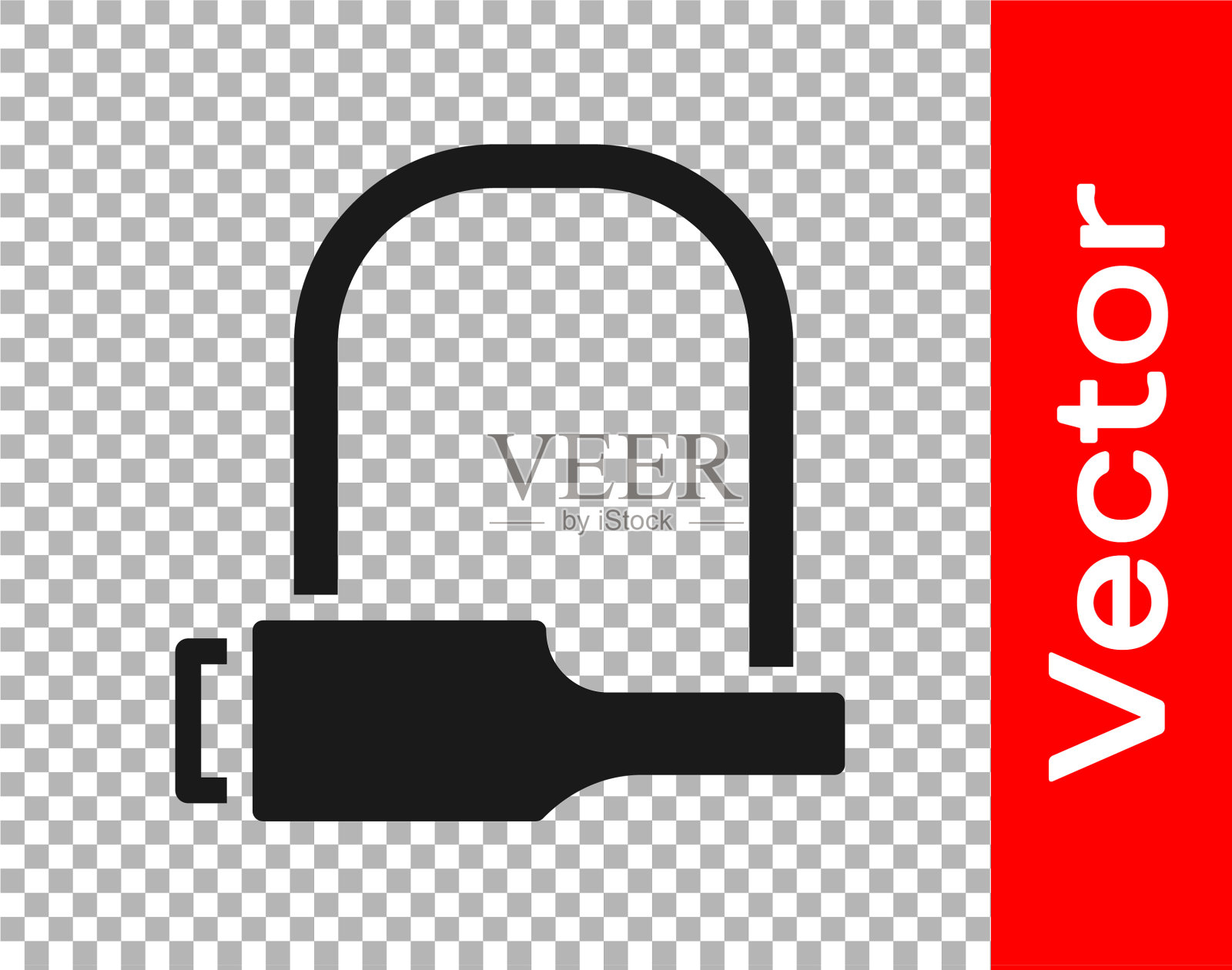 黑色自行车锁u形工业图标插画图片素材