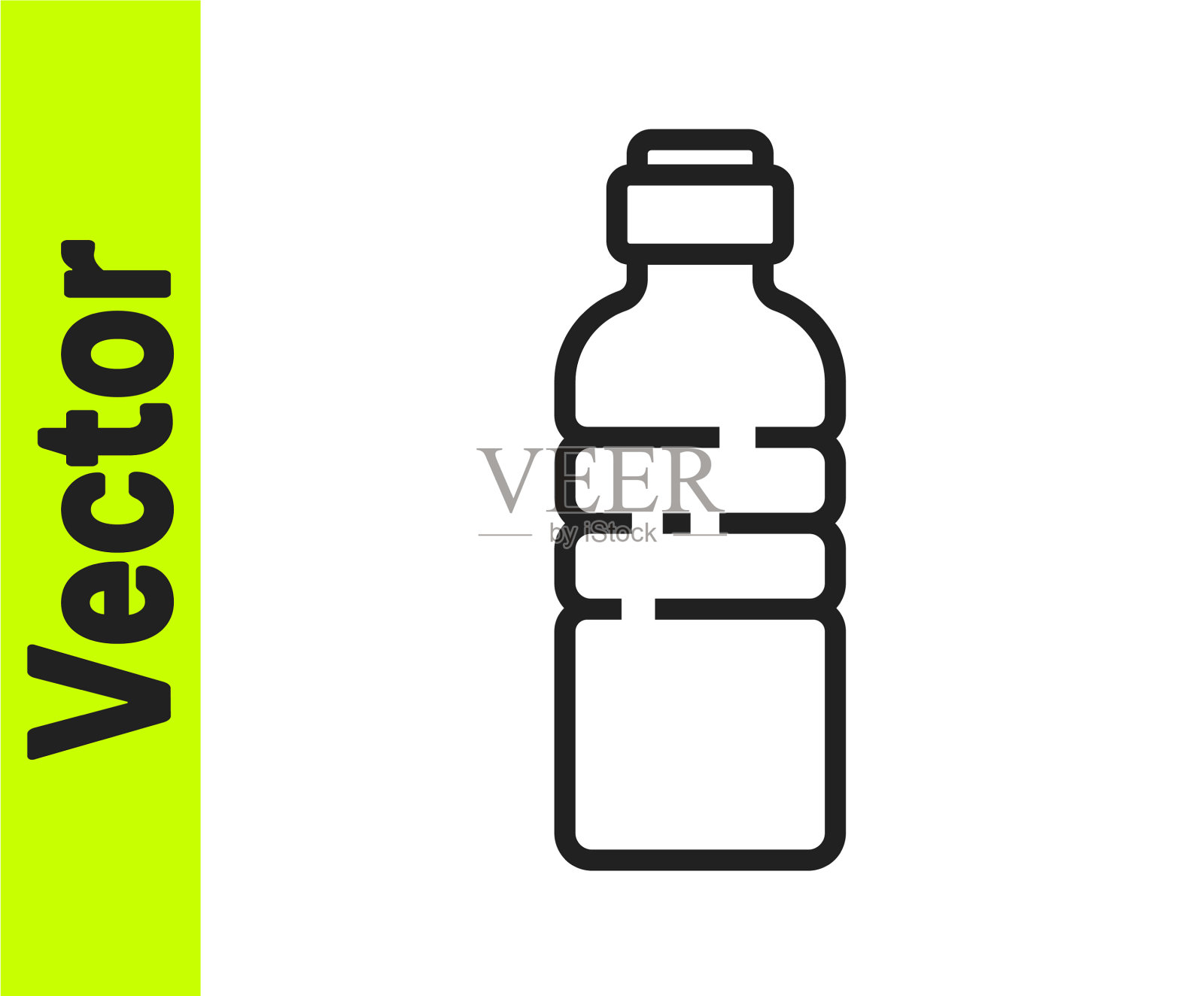 黑线瓶水图标孤立在白色上插画图片素材