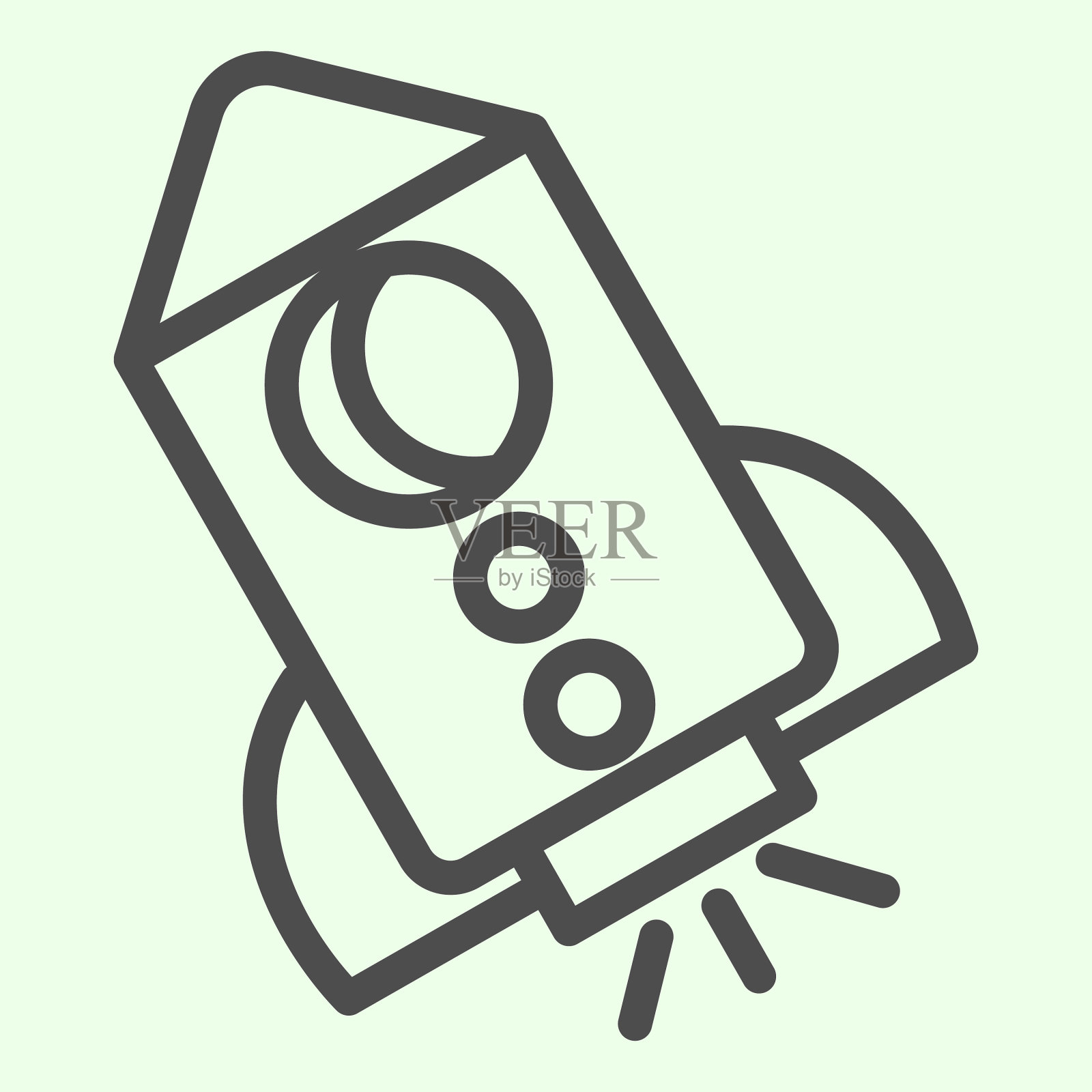 导弹线图标火箭攻击飞行与火焰插画图片素材