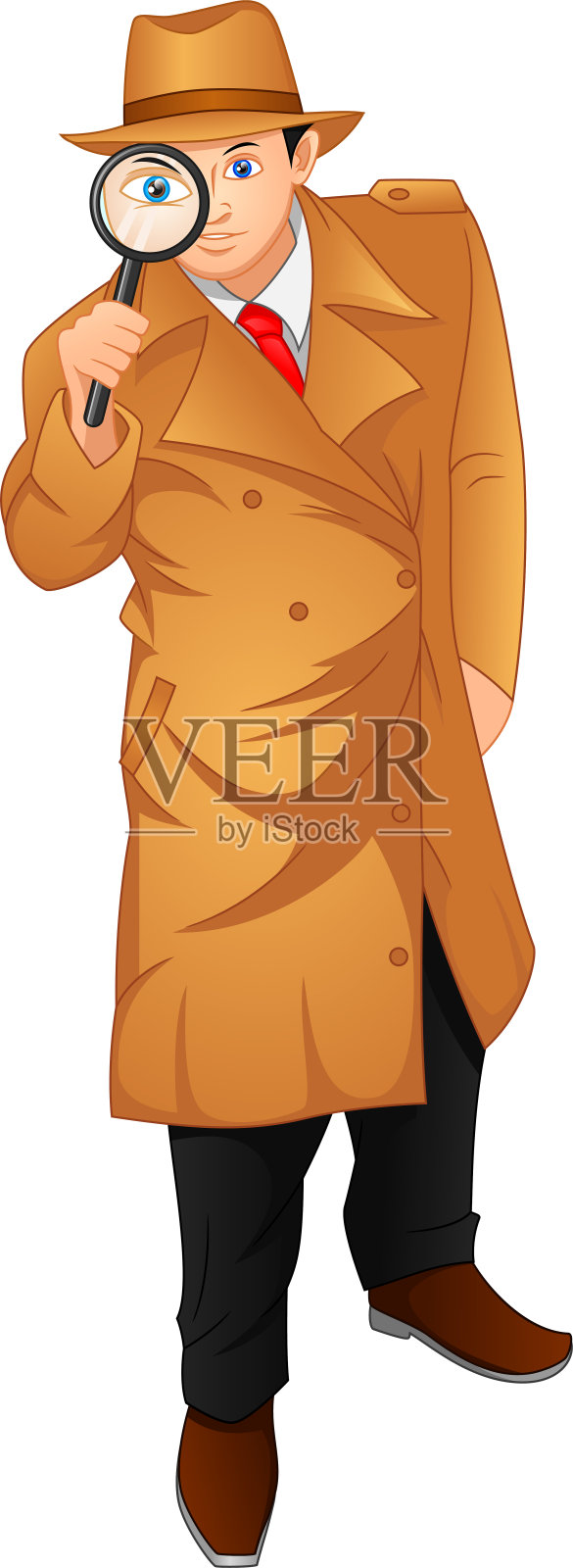 拿着放大镜的警探插画图片素材