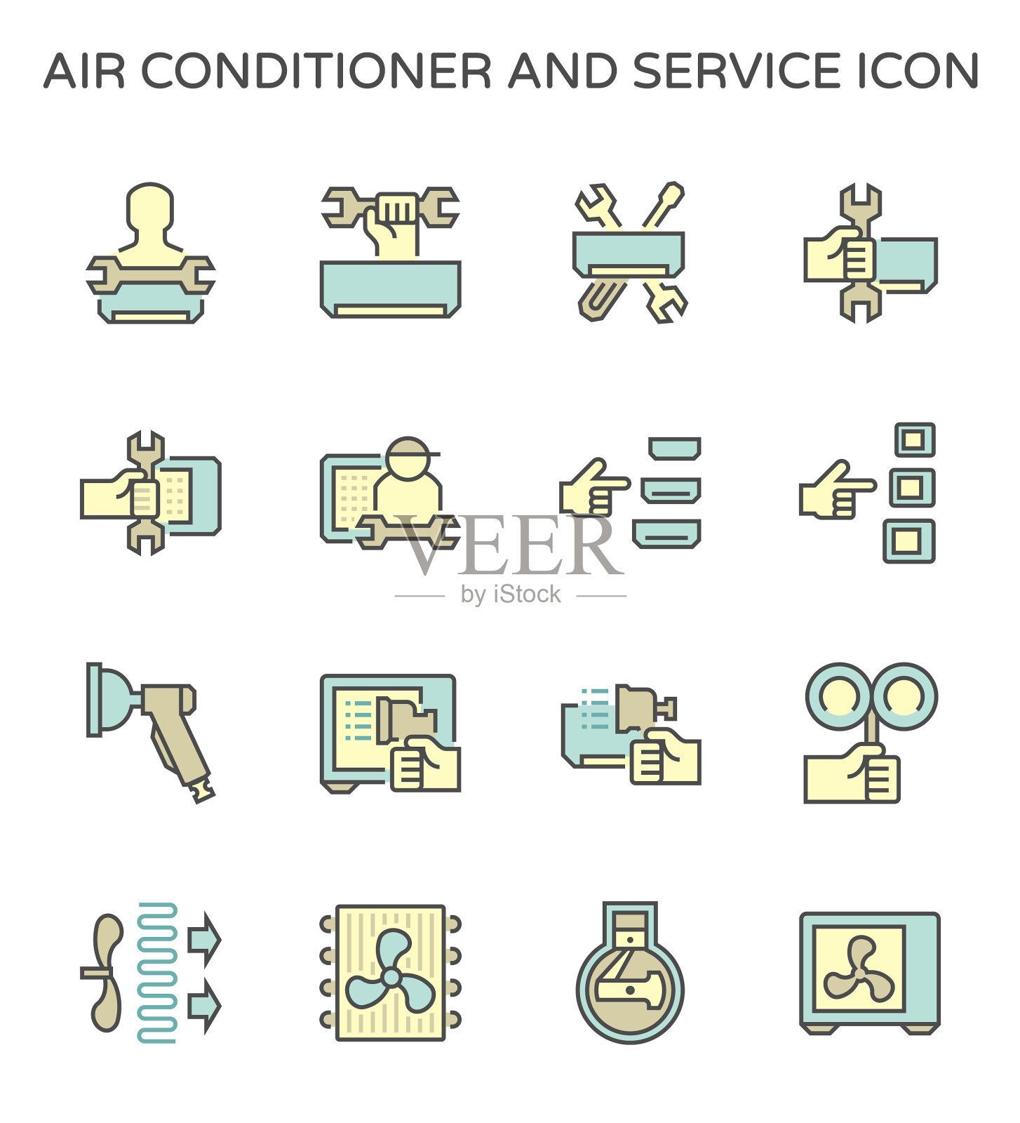 空调安装及清洁服务图标素材