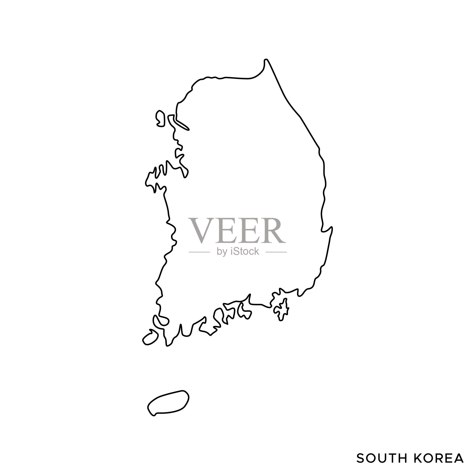 韩国地图矢量股票插图设计模板。可编辑的中风。插画图片素材