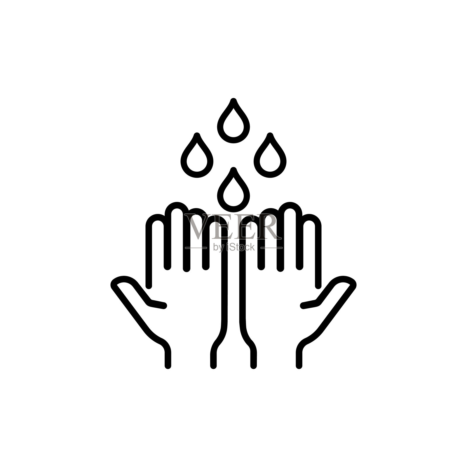 洗手图标为黑色。矢量在孤立的白色背景。每股收益10插画图片素材